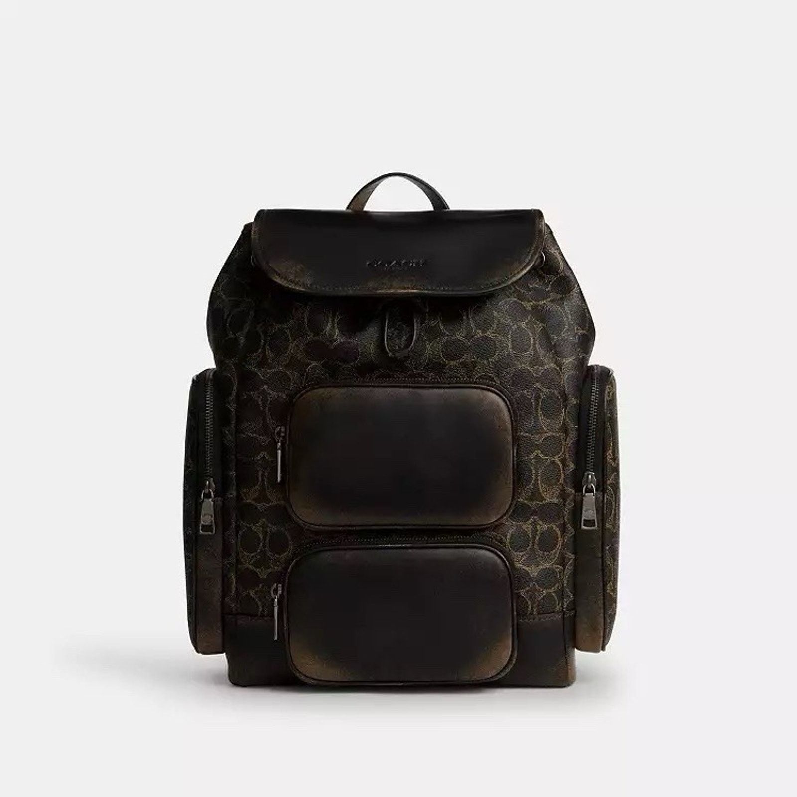 Coach NWT Coach Finn Backpack Loved Signature Gunmetal/Brown CDY56 Size ONE SIZE - 7 Thumbnail
