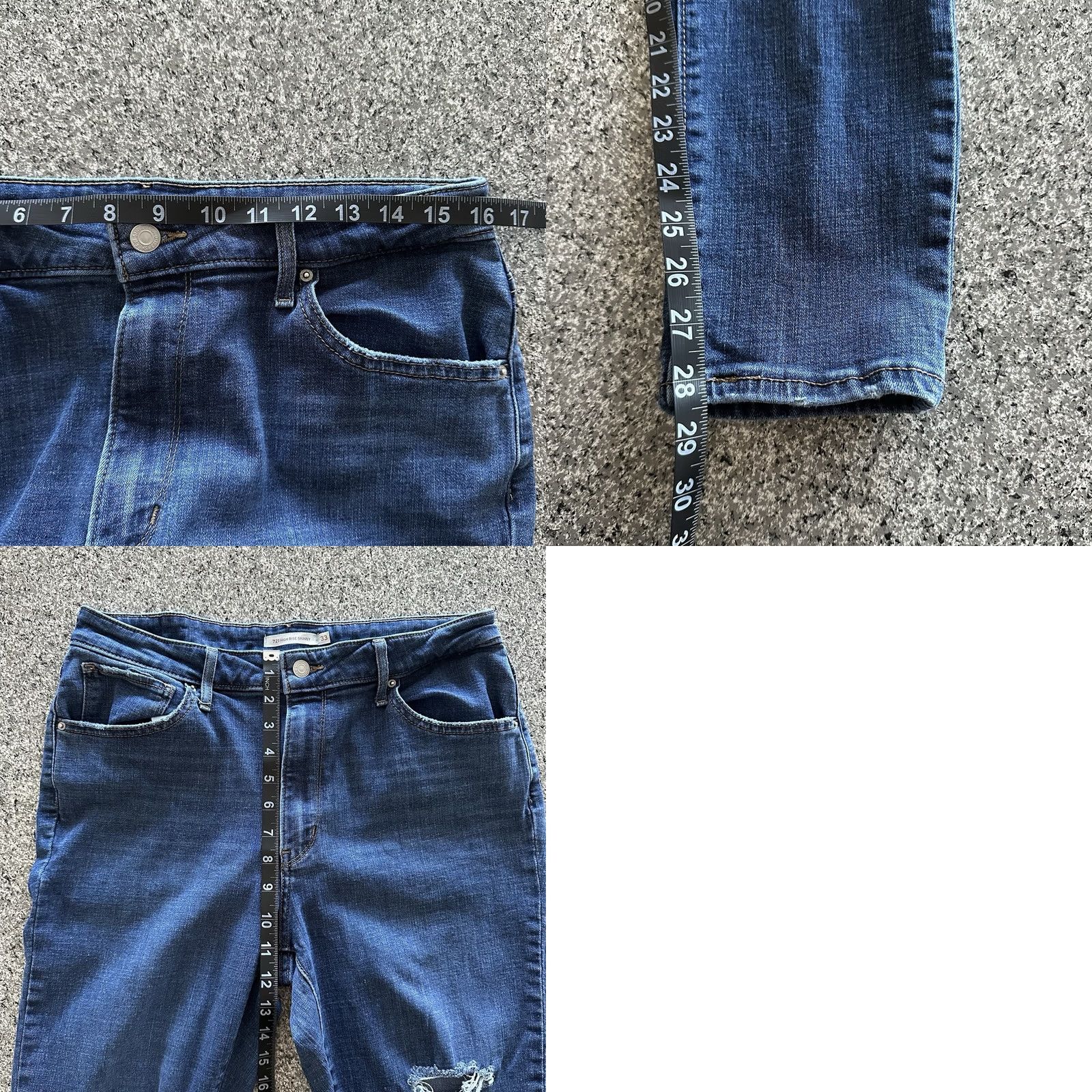 Levi's Levi's Jeans Womens 33 Regular 28 High Rise Skinny Distressed Stretch Denim Blue 5-Pocket Levi's 700 Series Womens Jeans Size 24" / US 00 / IT 34 - 8 Thumbnail