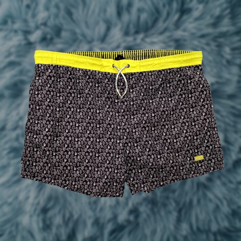 Hugo Boss HUGO BOSS Shorts Mens L Black Cactus All Over Print Swim Trunks Lined Men Size US 33 - 1 Thumbnail