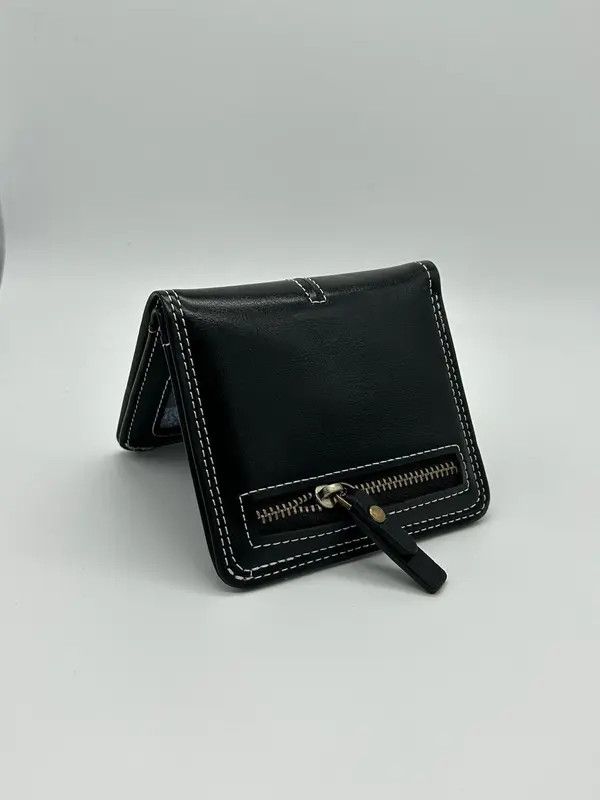 Japanese Brand Y2K Leather Cross Wallet (black) Size ONE SIZE - 3 Thumbnail