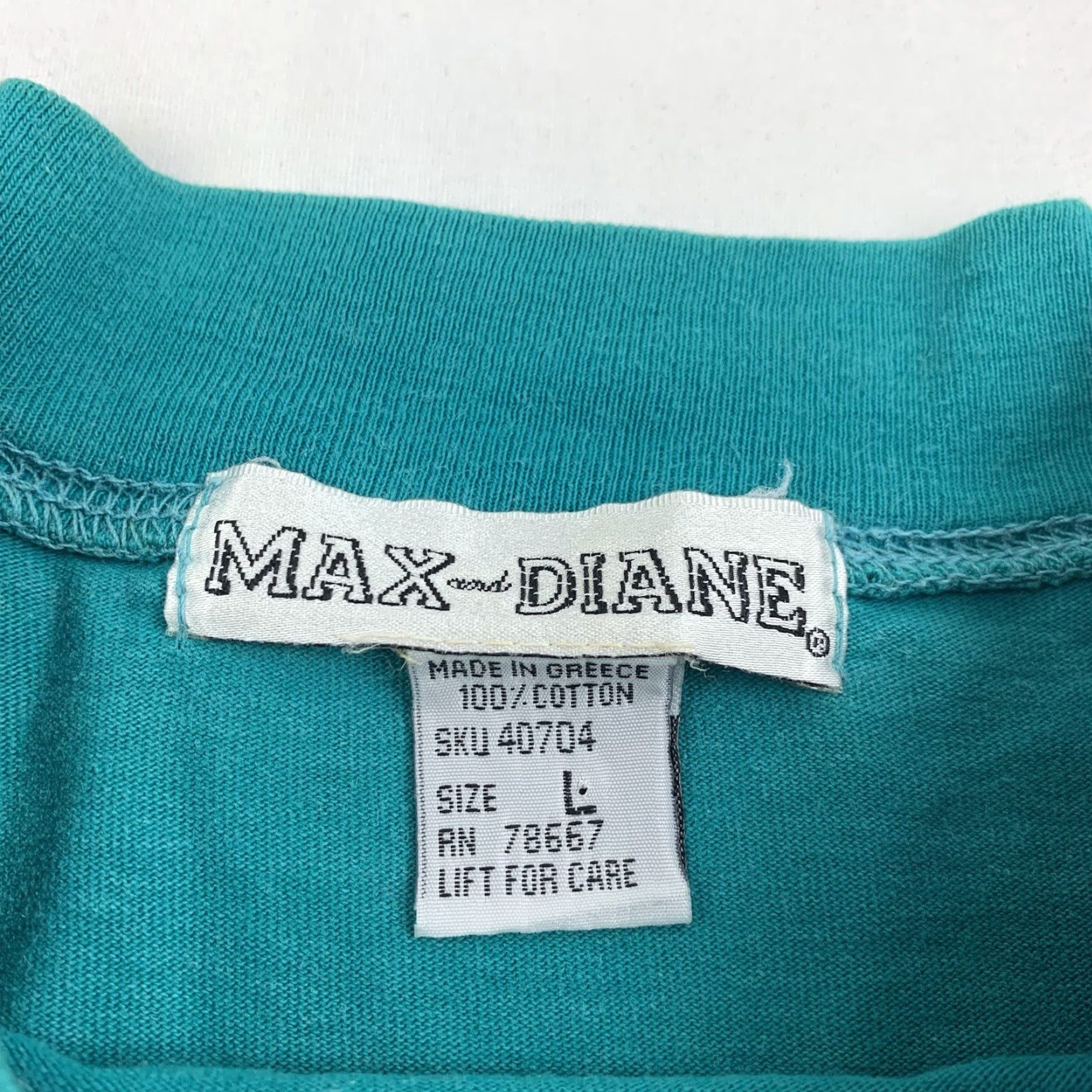 Altea VINTAGE Max & Diane T Shirt Womens L Teal Embroidered Flowers 90s Size L / US 10 / IT 46 - 4 Thumbnail