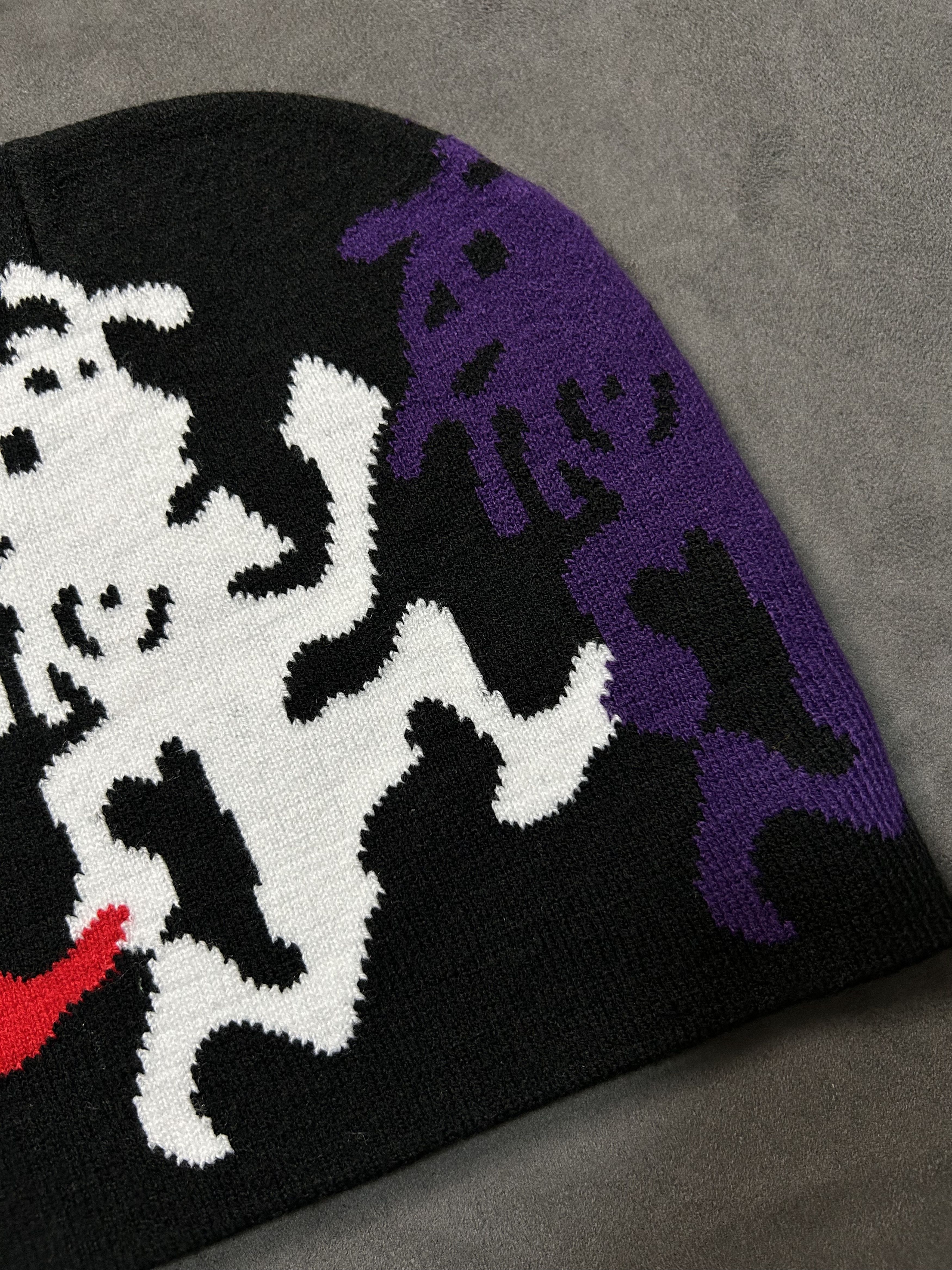 Japanese Brand Rare Just Move Graphic No Cuff Knit Cap Beanie Black Hat OS Size ONE SIZE - 2 Thumbnail