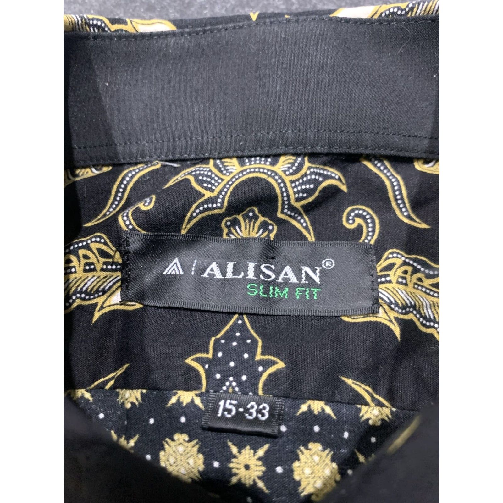 Vintage Alisan Slim Fit Long Sleeve Dress Shirt Mens Blue Gold Button Down Cotton Size US M / EU 48-50 / 2 - 7 Thumbnail