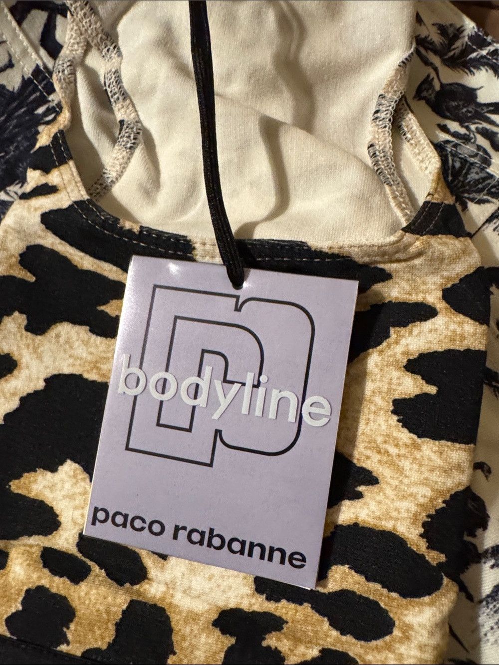 Paco Rabanne Leopard-Print Racerback Sports Bra in Beige and Black Size XL / US 12-14 / IT 48-50 - 5 Thumbnail