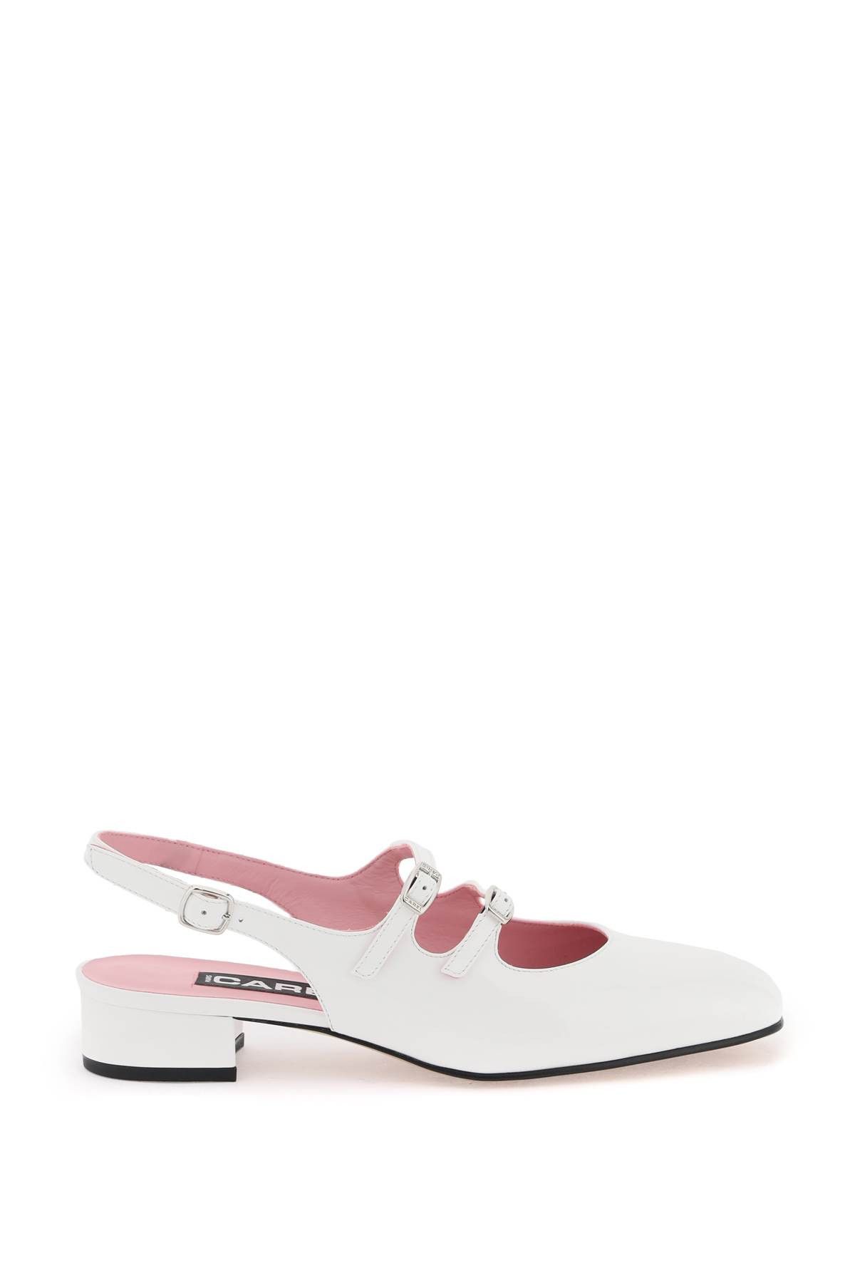 image of Carel Paris Carel Patent Leather Pêche Slingback Mary Jane Shoes in Blanc, Women's (Size 11)