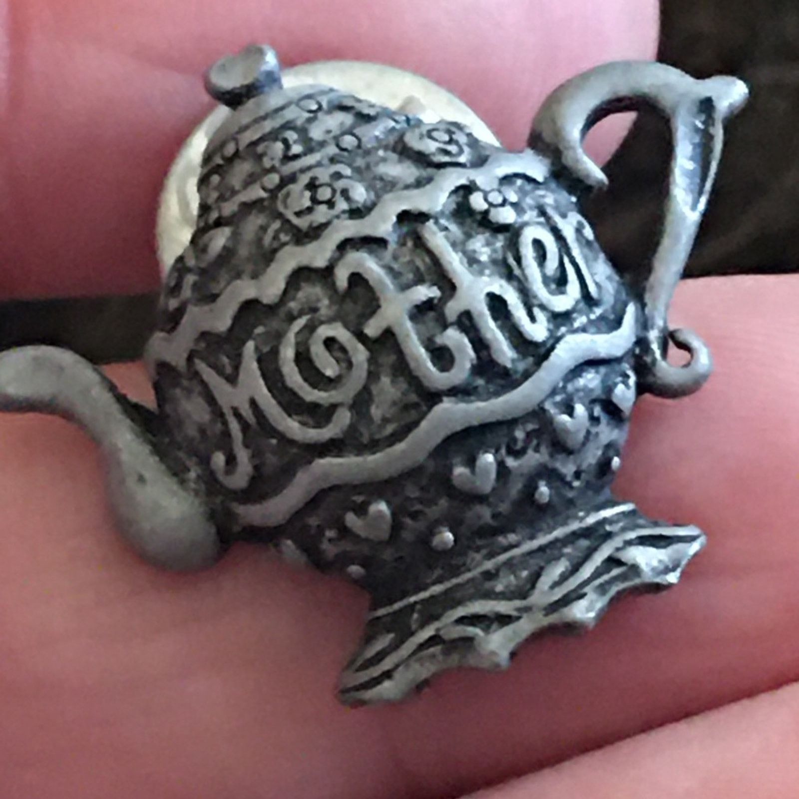 Vintage Vintage pewter tone “mother” tea kettle Tac pin Size ONE SIZE - 2 Thumbnail