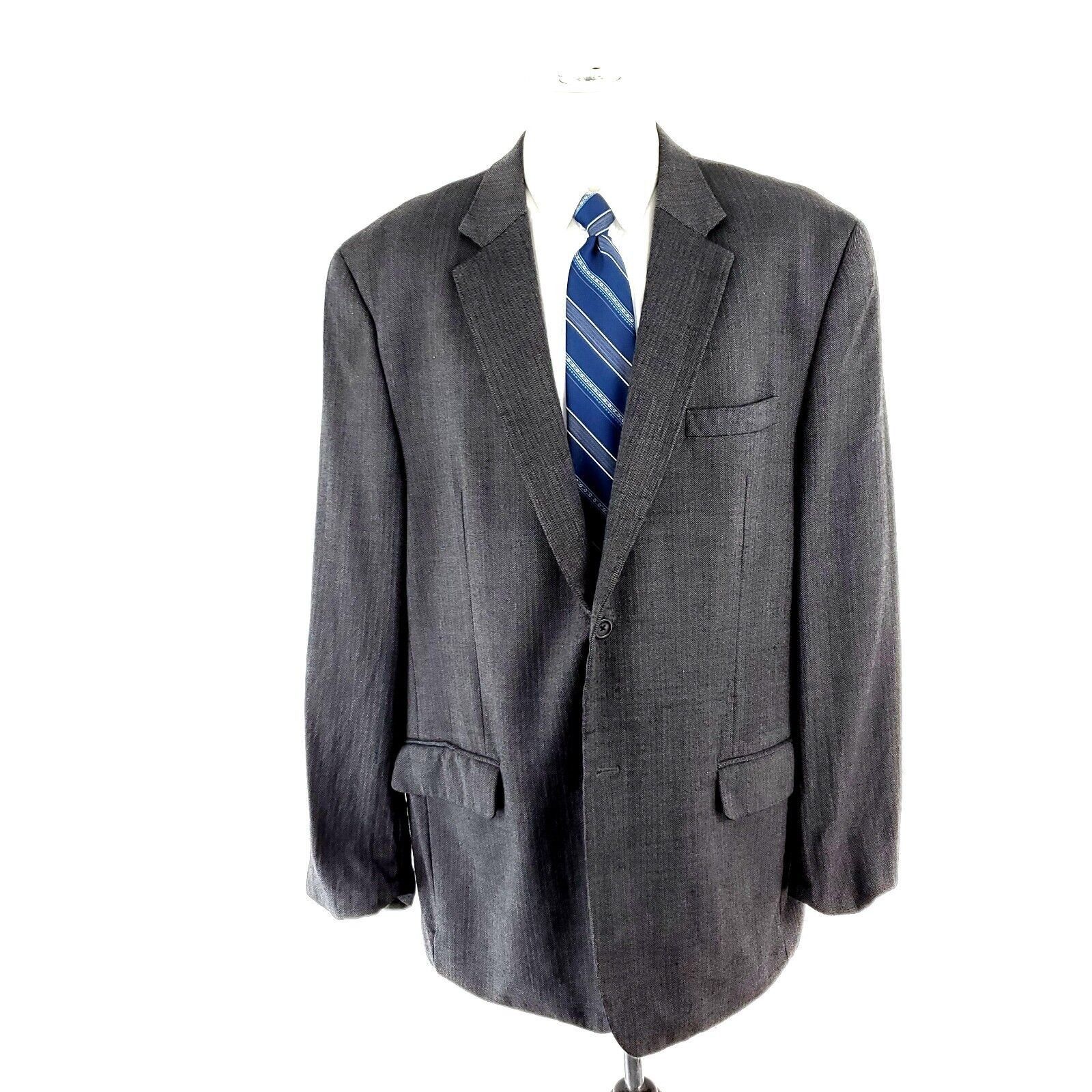 Joseph & Feiss Joseph Feiss Gold Heavy Wool 2 Button Sport Coat 46L Gray He Size 46L - 3 Thumbnail