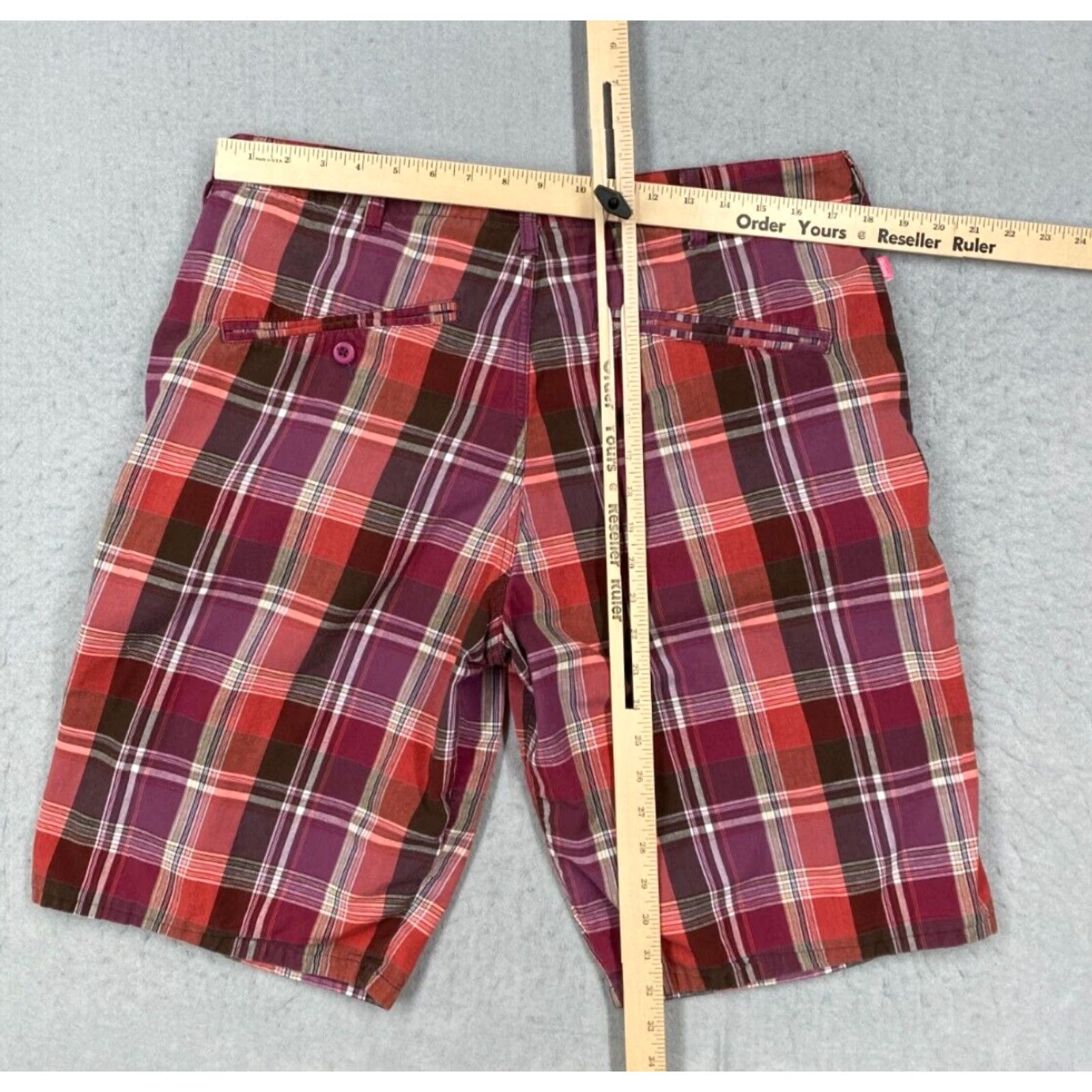 Vintage Stussy Shorts Mens 36 Red Plaid 12" Skate Golf Casual Streetwear Y2K Size US 36 / EU 52 - 6 Thumbnail
