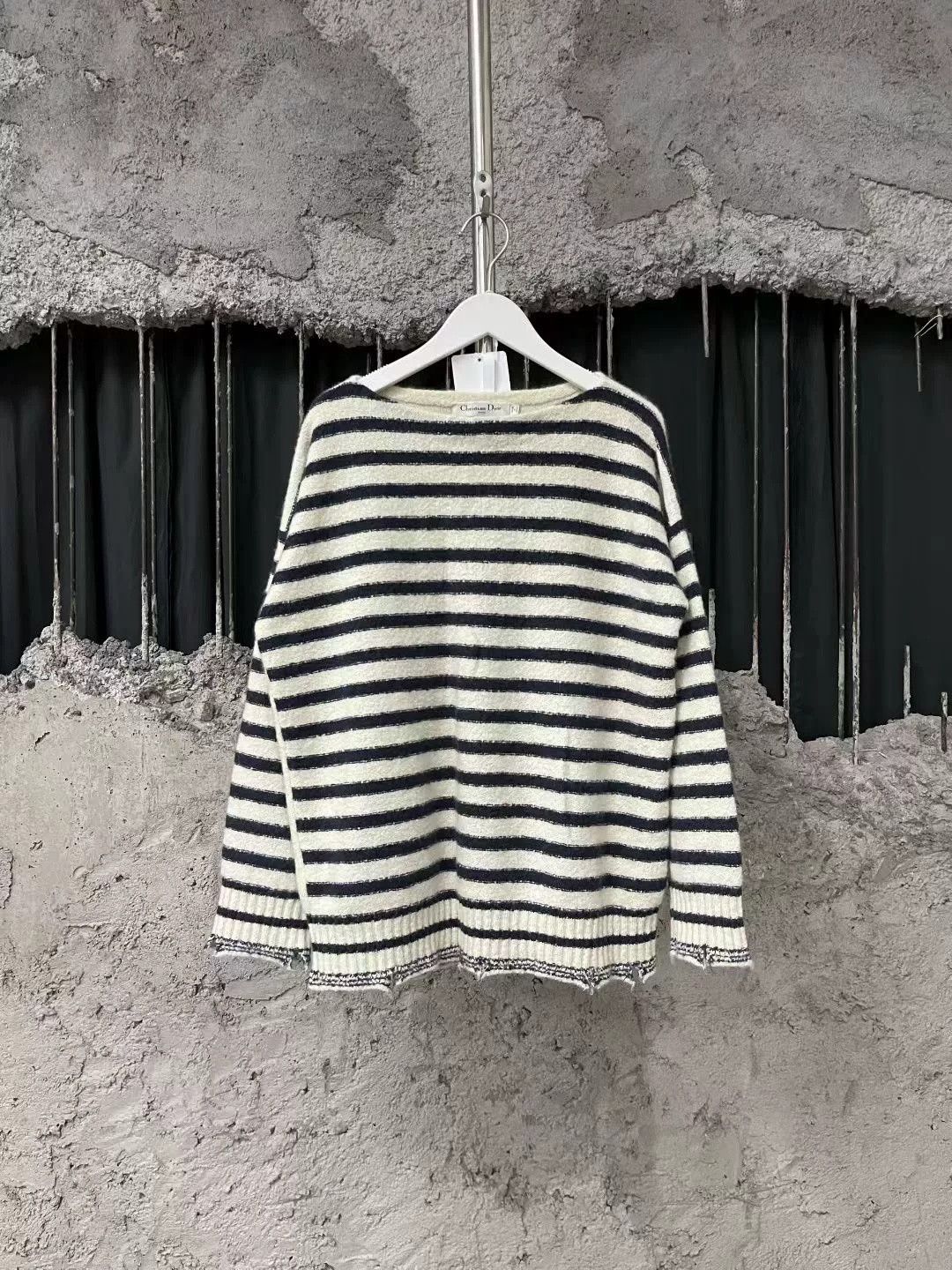 Dior Dior Sun Scroll Striped Distressed Knit Sweater Size US 7 / EU 40 - 2 Thumbnail