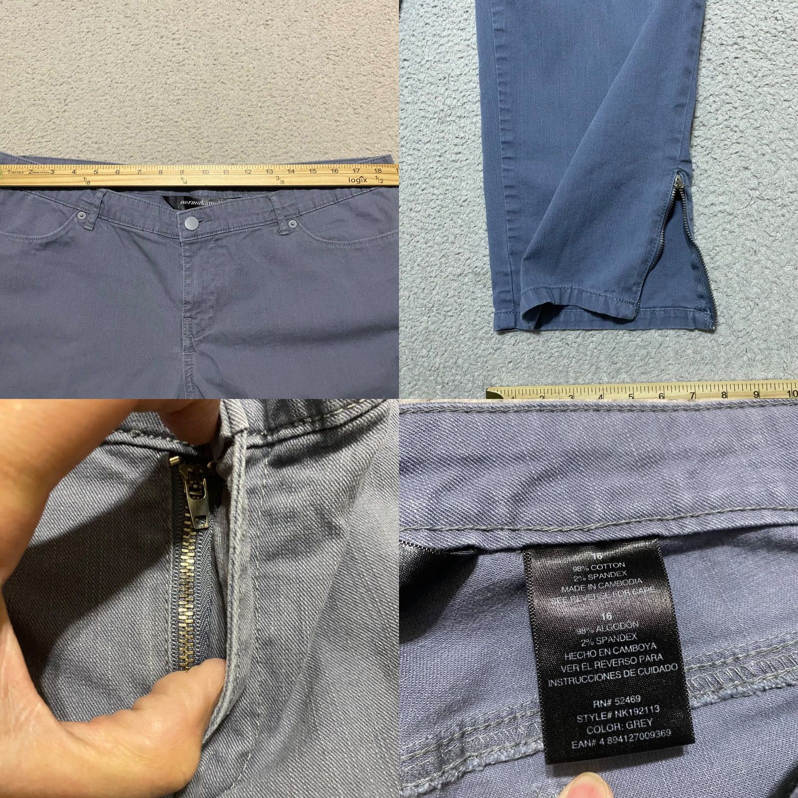 Norma Kamali Norma Kamali Jeans Womens 16 Regular Gray Denim Straight Crop Mid Rise 5-Pocket Design Size 38" / US 16 / IT 52 - 8 Thumbnail