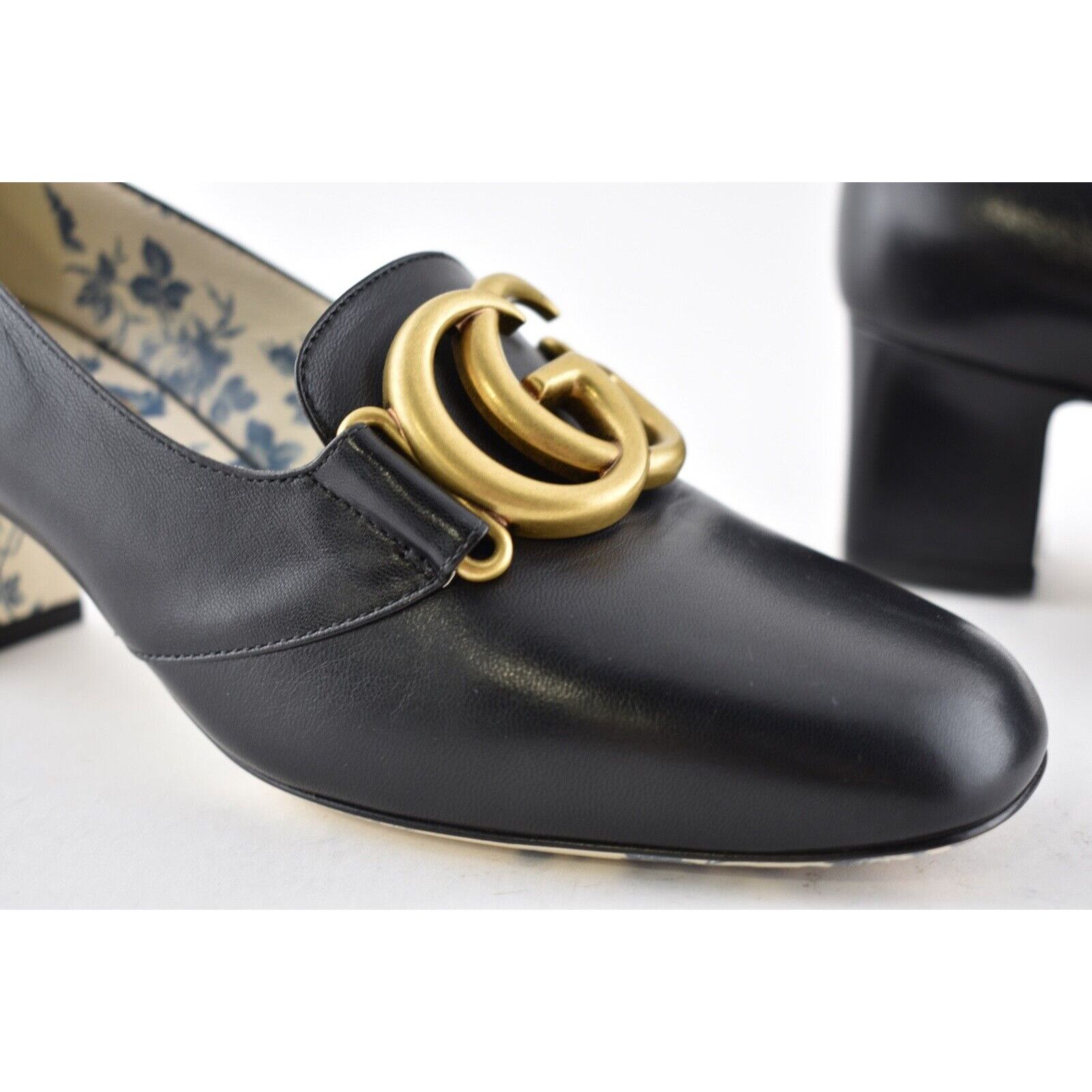 Gucci Victoire 55 Double Logo Block Mid Heel Mule Loafer Pump 37 Size US 7 / IT 37 - 5 Thumbnail