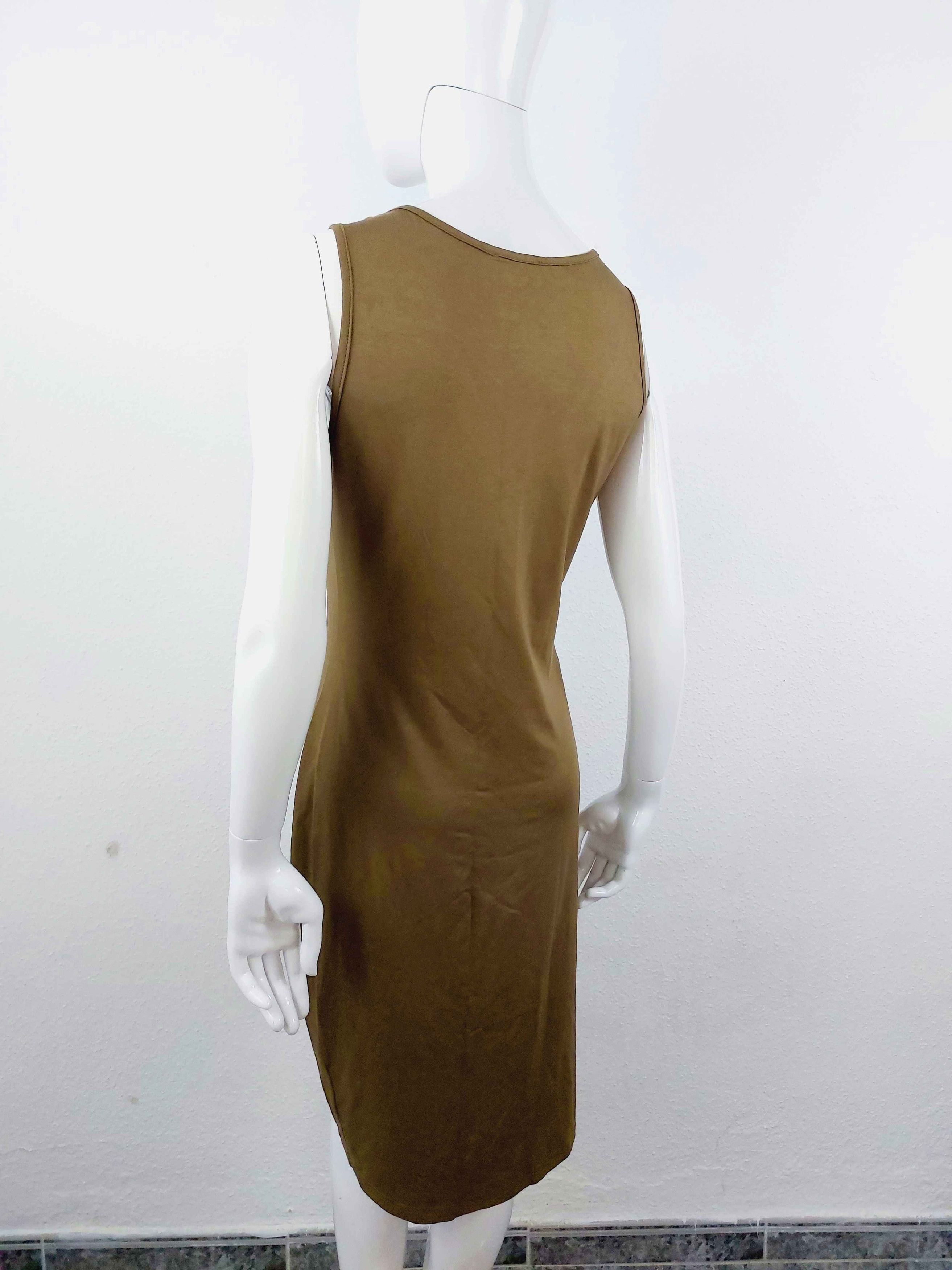 Thierry Mugler Thierry Mugler Kahki Gold Palm Tree Tropical Midi Dress Size M / US 6-8 / IT 42-44 - 9 Thumbnail