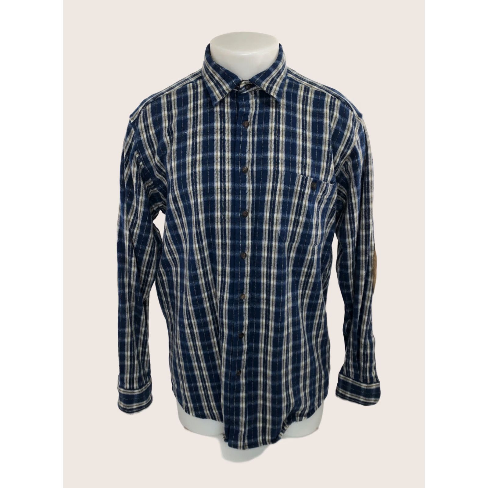 Pendleton Pendleton Plaid Wool Elbow Patch XL Tall Button-Up Shirt Mens Flannel Blue Brown White Size US XL / EU 56 / 4 - 1 Thumbnail