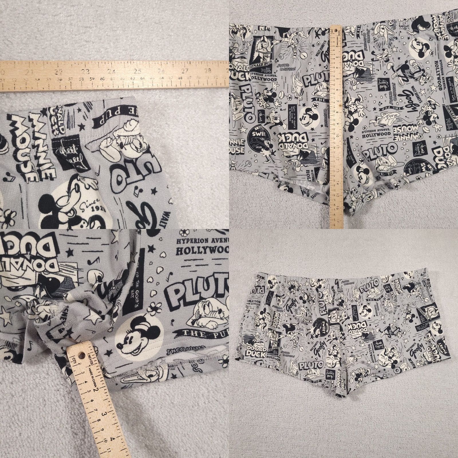 Disney VINTAGE? Disney 100 Sleep Shorts Women 3XL Gray Mickey Minnie Pluto Donald Soft Shirt? Size 40" / US 18 - 8 Thumbnail