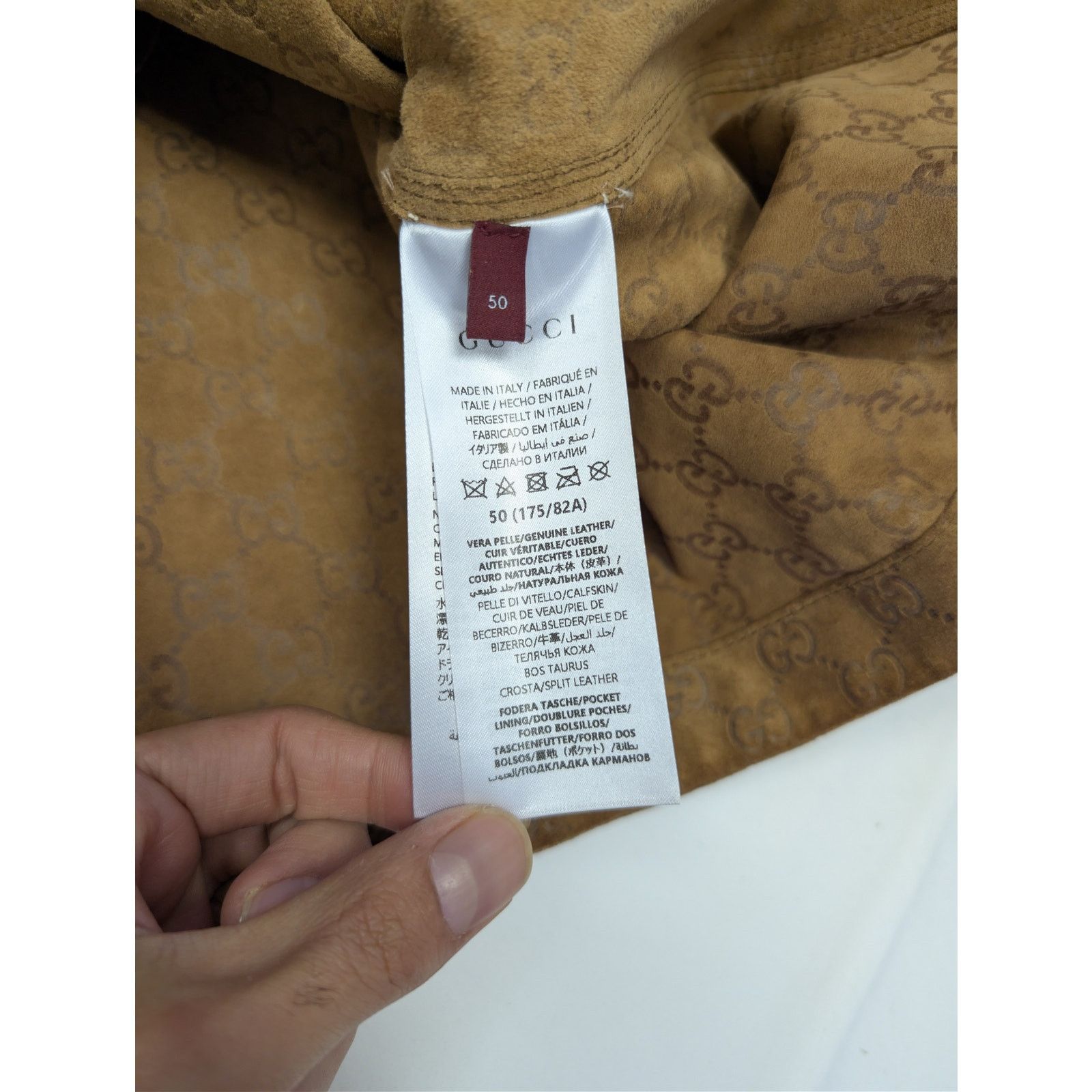 Gucci o1rshd1 Embossed GG Suede Jacket in Camel / Beige Size US M / EU 48-50 / 2 - 19 Thumbnail