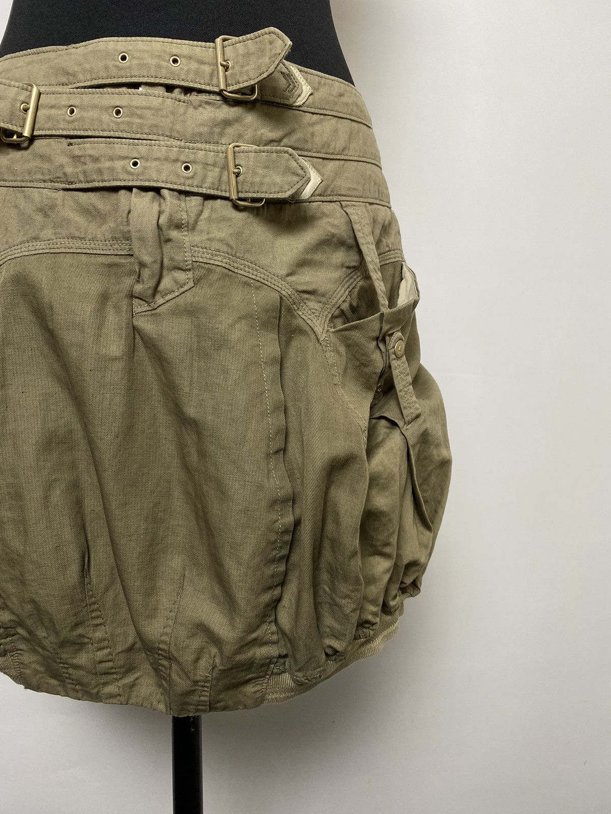 Marithe + Francois Girbaud M+FG Army Green Utility Belted Y2K Techwear Bubble Skirt Size 28" / US 6 / IT 42 - 10 Thumbnail