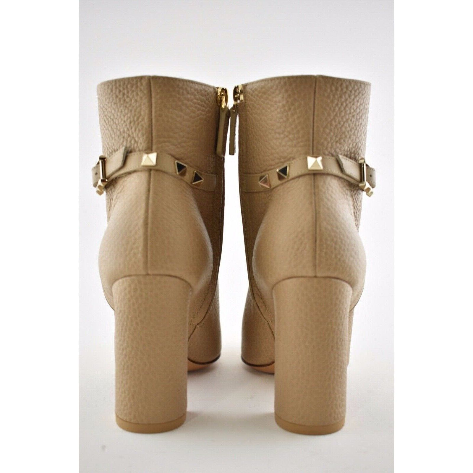 Valentino Valentino Rockstud 90 Beige Nude Leather Short Ankle Block Size US 9.5 / IT 39.5 - 10 Thumbnail