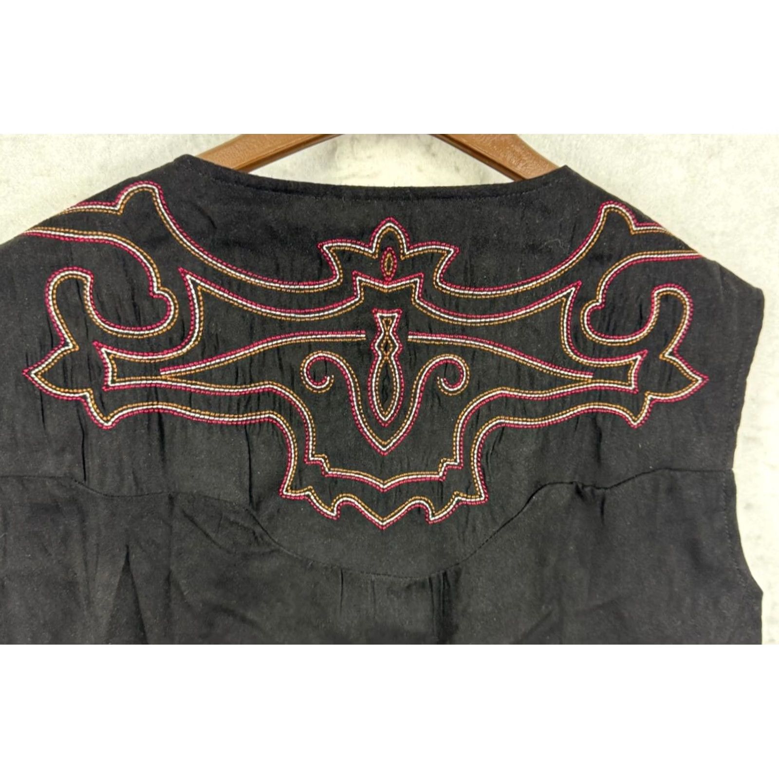 Vintage Coofandy Vest Mens XXL Black Embroidered Snap Button Up Stitched Lined Western Size US XXL / EU 58 / 5 - 5 Thumbnail