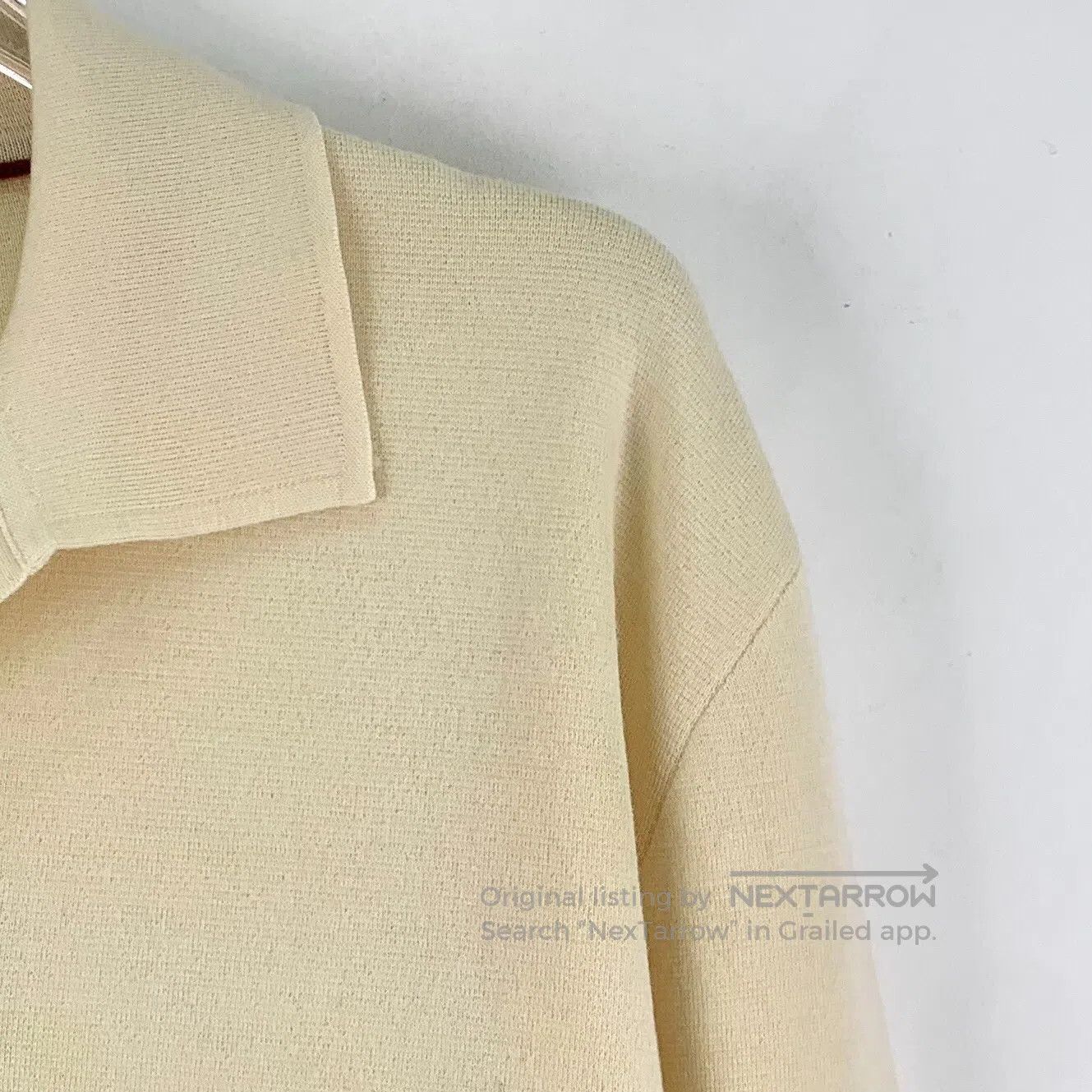 Loro Piana Loro Piana Beige Wool Lapel Long Sleeve Knit Sweater| Size US M / EU 48-50 / 2 - 3 Thumbnail