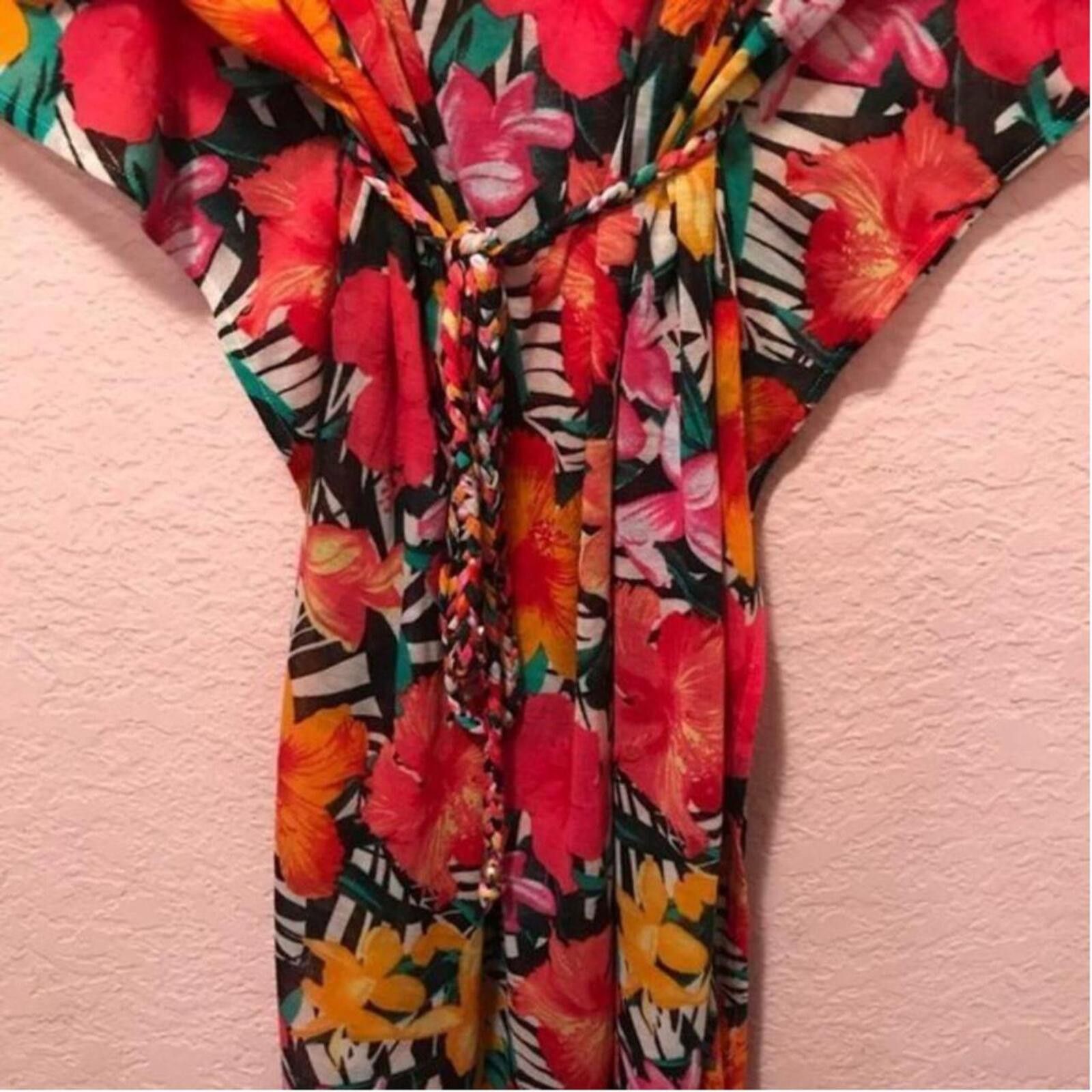 The Unbranded Brand Floral Print Tie Waist Dress Size ONE SIZE - 3 Thumbnail