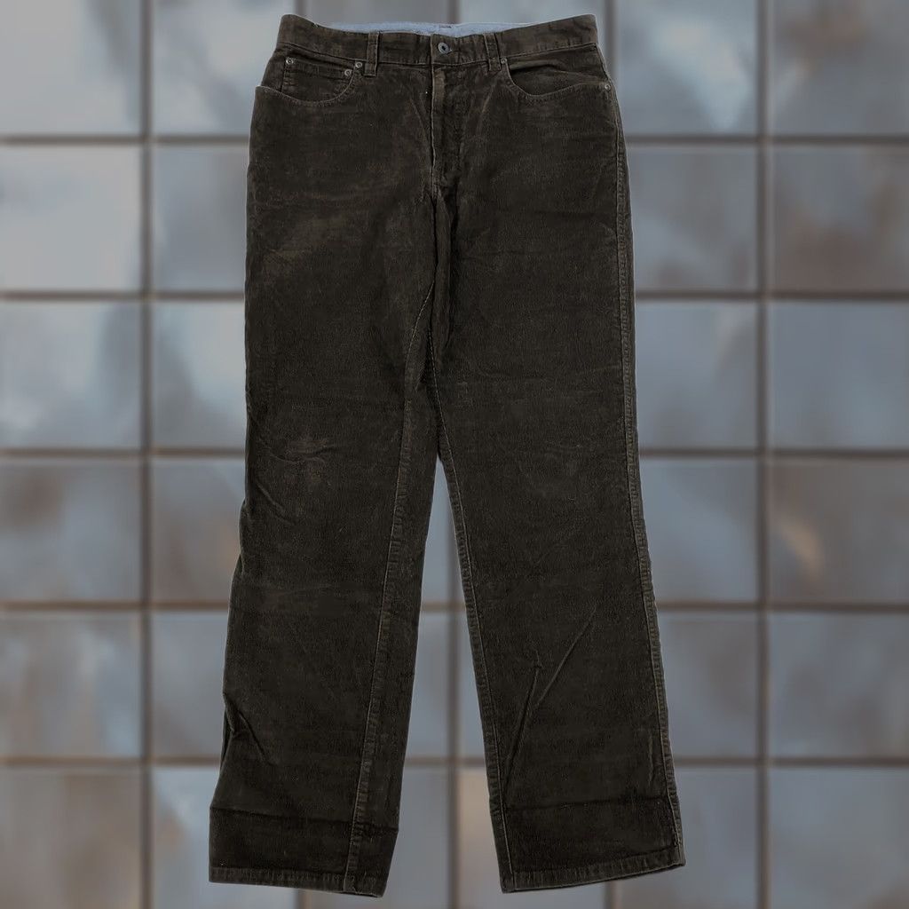 Vintage L.L.Bean Men's Corduroy Pants Flat Front Brown 33x32 Natural Fit Cotton Spandex Size US 33 - 1 Thumbnail