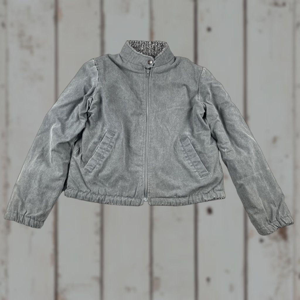 Vintage VINTAGE Reversible Bomber Jacket Gray Women’s Small 4 Pocket Mid-Length Lining Acrylic 90s 80s Retro Warm Cozy City Women UTF Size S / US 4 / IT 40 - 1 Thumbnail