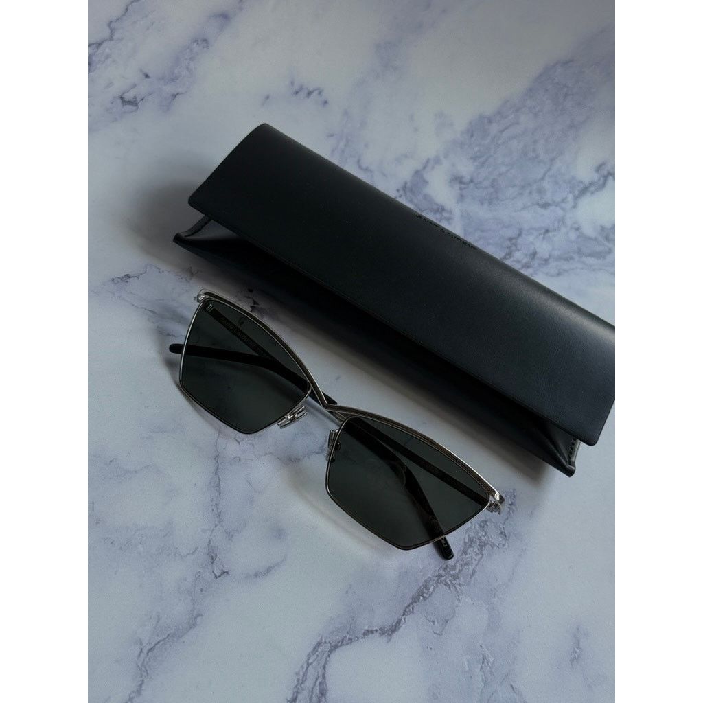 Saint Laurent Paris NEW Saint Laurent SL637 Cat Eye Sunglasses in Silver Metal Size ONE SIZE - 2 Thumbnail