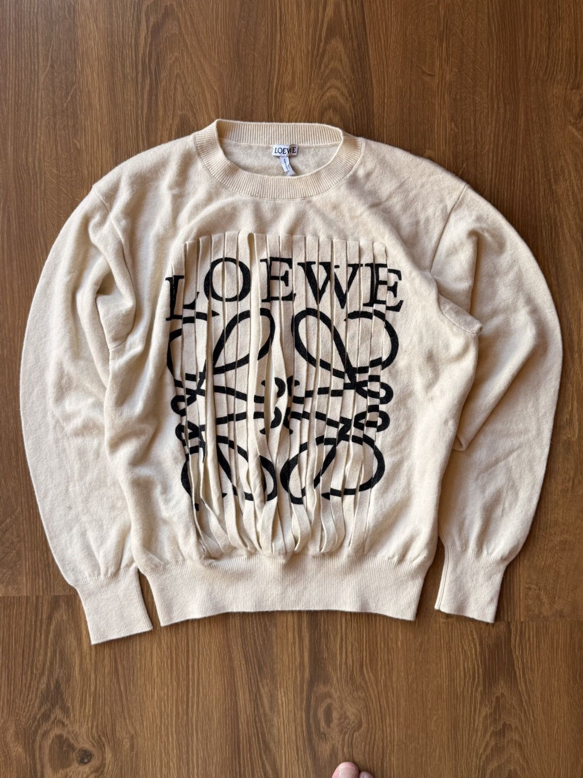 Loewe LOEWE Logo-print fringe cashmere sweater Size M / US 6-8 / IT 42-44 - 1 Thumbnail