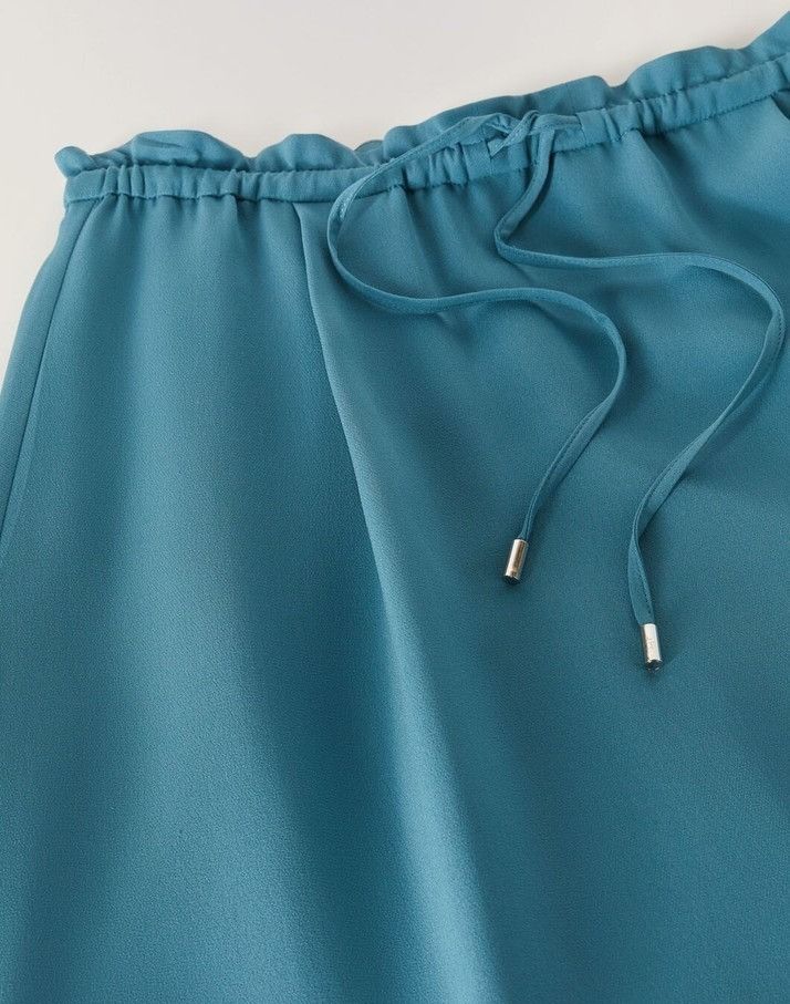 Loro Piana o1srvl11e0824 Lina Silk Midi Skirt in Teal Size 27" / US 4 / IT 40 - 6 Thumbnail