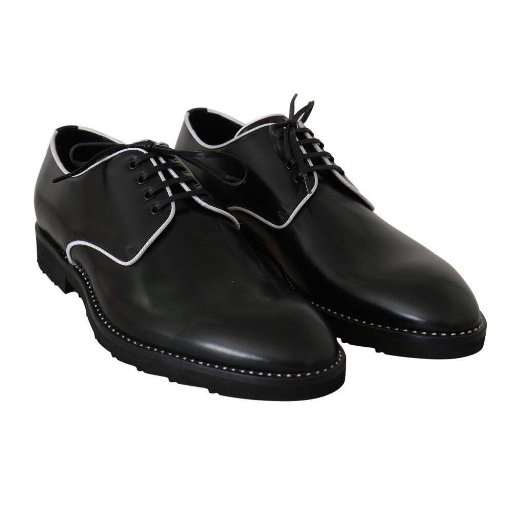 Dolce & Gabbana Dolce & Gabbana Elegant Black Leather Derby Dress Shoes Size US 6 / EU 39 - 4 Thumbnail