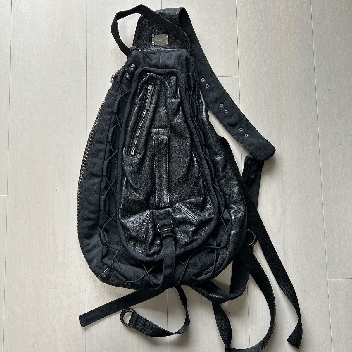 image of Yasuyuki Ishii Leather Bag in Black, Men's