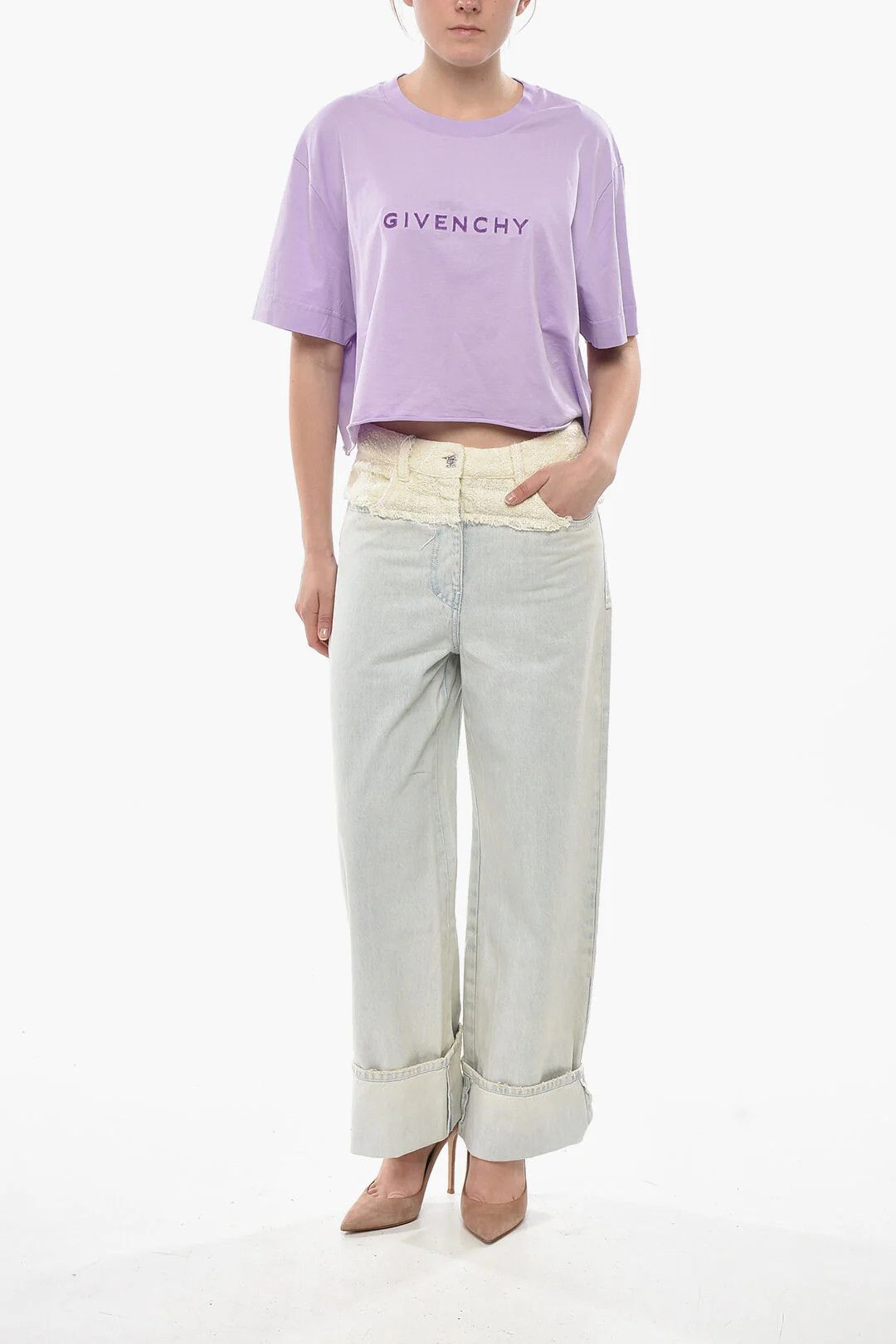 Givenchy og1mm0326 Cropped-Fit T-Shirt in Purple Size L / US 10 / IT 46 - 4 Thumbnail