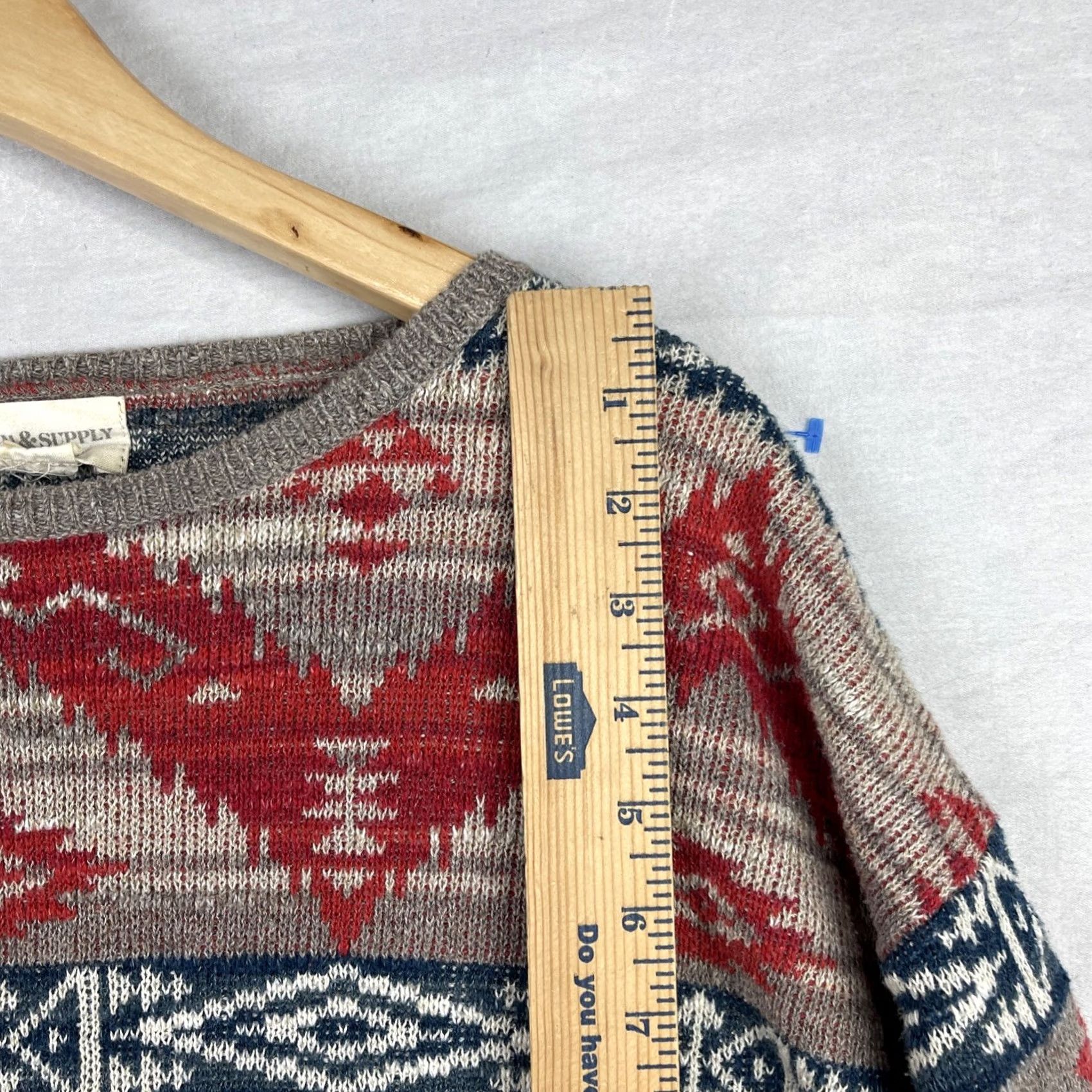 Vintage Denim & Supply Ralph Lauren Sweater Womens Medium Red Aztec Wester Navajo Knit Size M / US 6-8 / IT 42-44 - 4 Thumbnail