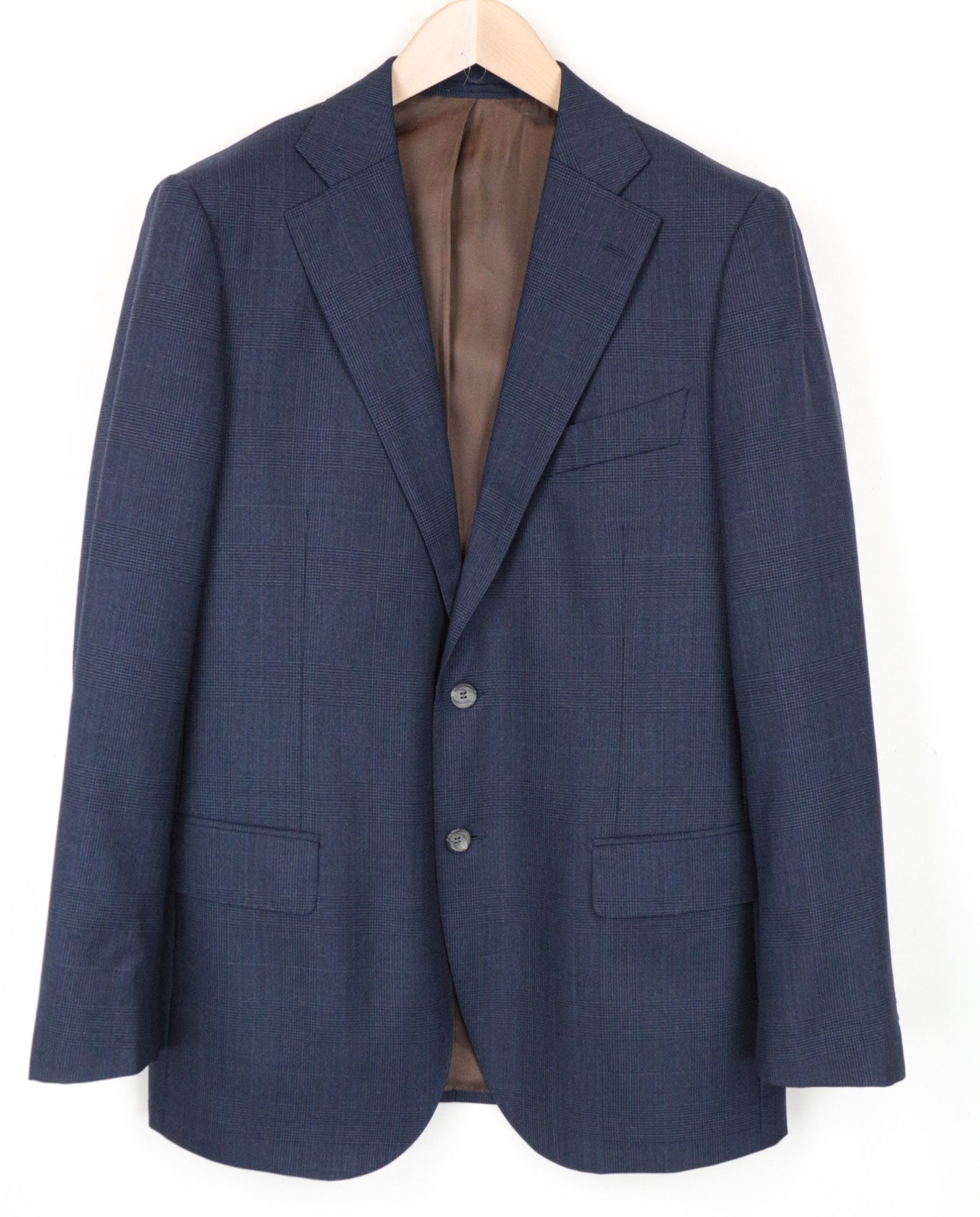 LAZIO UK42R Blue Wool Checked Lined Blazer 68668