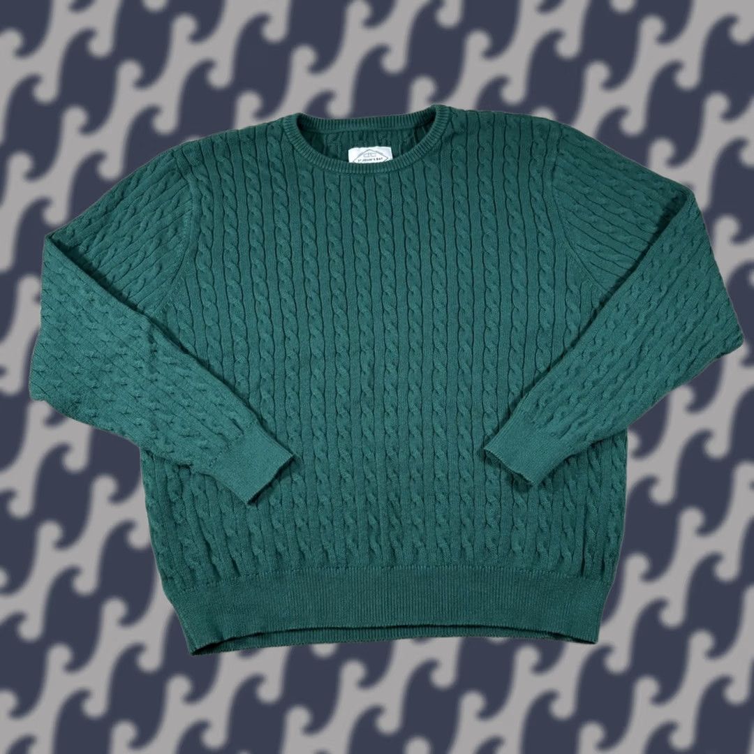 Vintage St. John's Bay Sweater Mens XL Green Cable-Knit Crewneck Pullover Knit Cotton Nylon Regular Sleeve Long Vintage No Size US XL / EU 56 / 4 - 1 Thumbnail