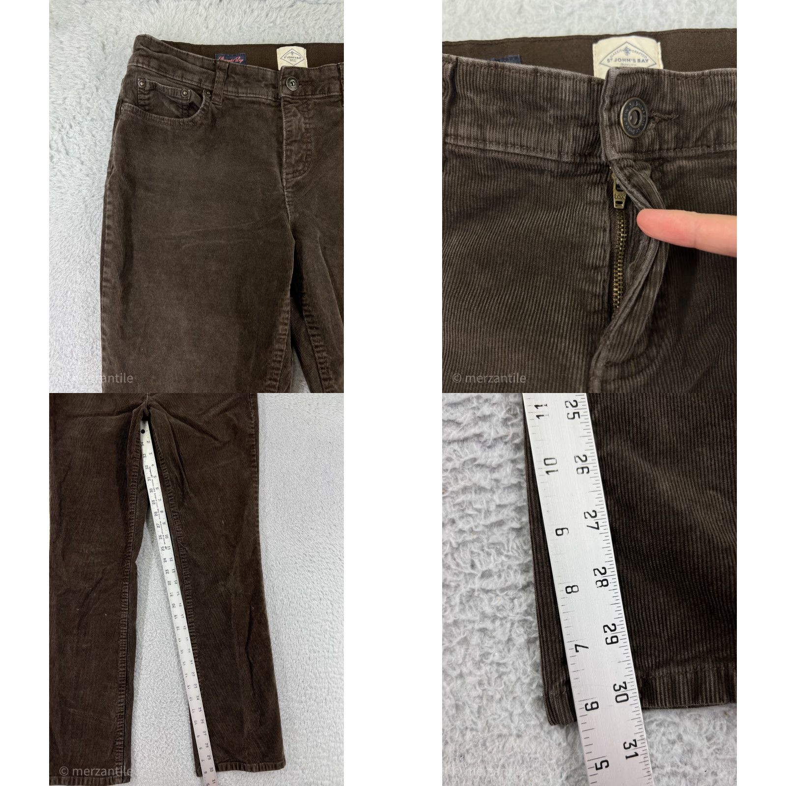 Vintage St. John's Bay Pants Women 31 Brown Corduroy Straight Leg Cotton Pockets Zip Fly Inseam 30" Womens Size 24" / US 00 / IT 34 - 8 Thumbnail