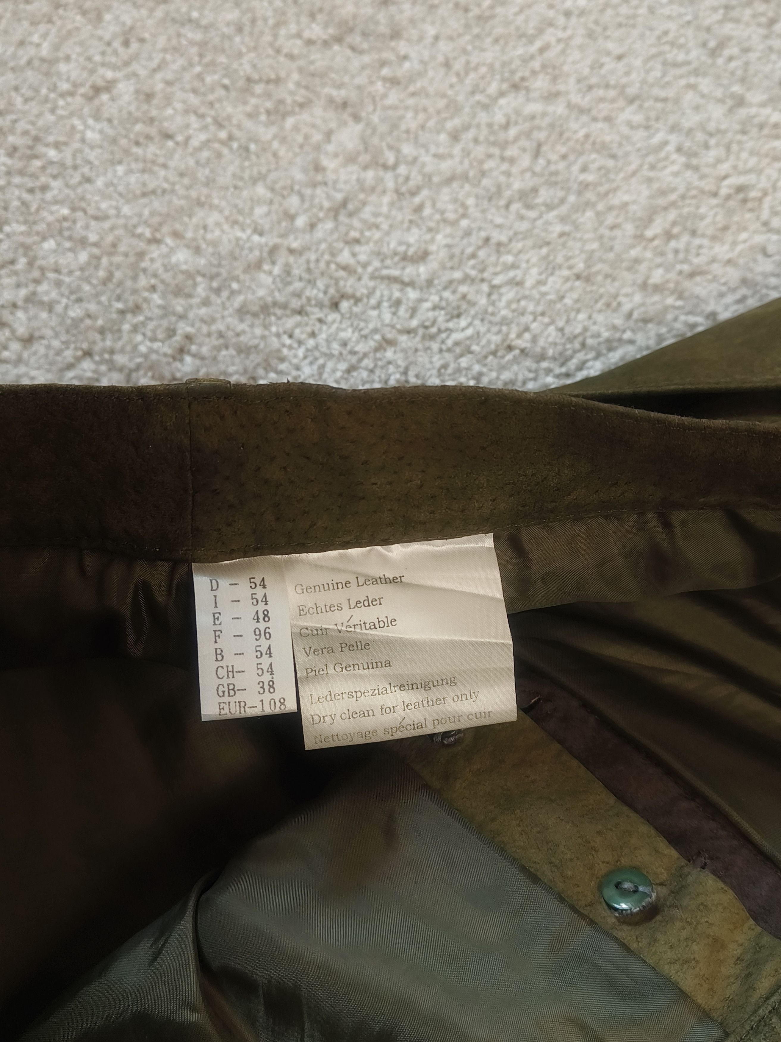Genuine Leather Vintage Olive Green Button-Fly Leather/Suede Pants Size US 38 / EU 54 - 3 Thumbnail