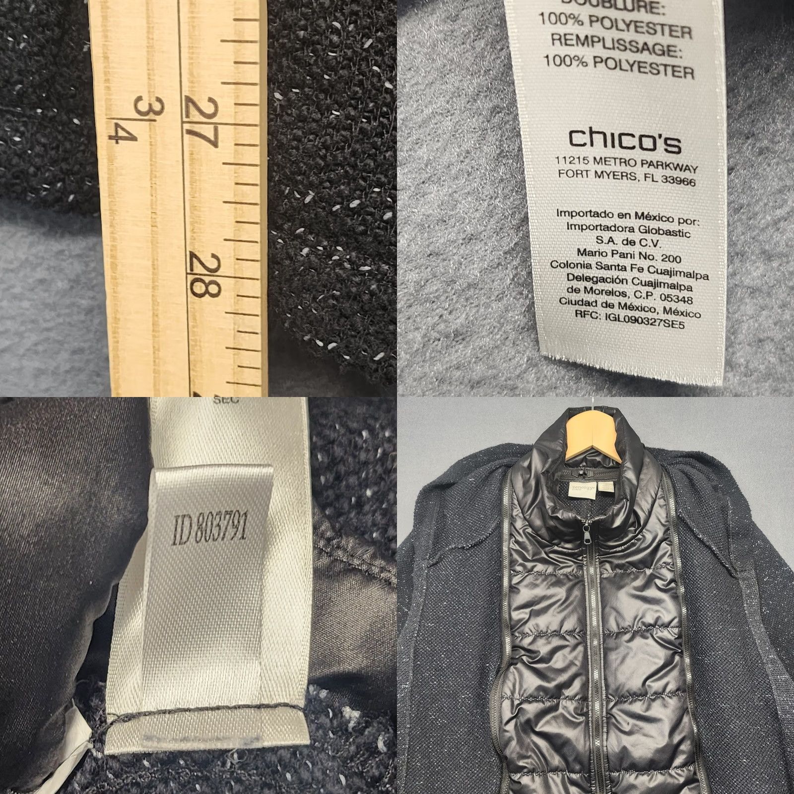 Vintage Chicos Zenergy Jacket Womens 3 US XL Black Detachable Lining Full Zip Hood Jacket Womens Long Sleeve Menagerie? Size L / US 10 / IT 46 - 8 Thumbnail