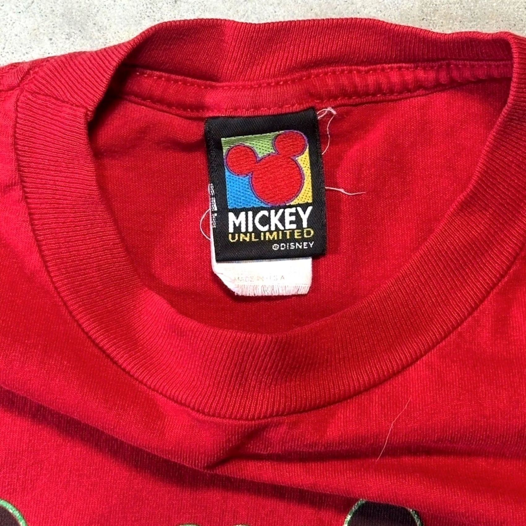 Mickey Unlimited VINTAGE Mickey Unlimited Disney Mickey Mouse Red 90's Short Sleeve Shirt USA Made Sz L Men Size US L / EU 52-54 / 3 - 3 Thumbnail