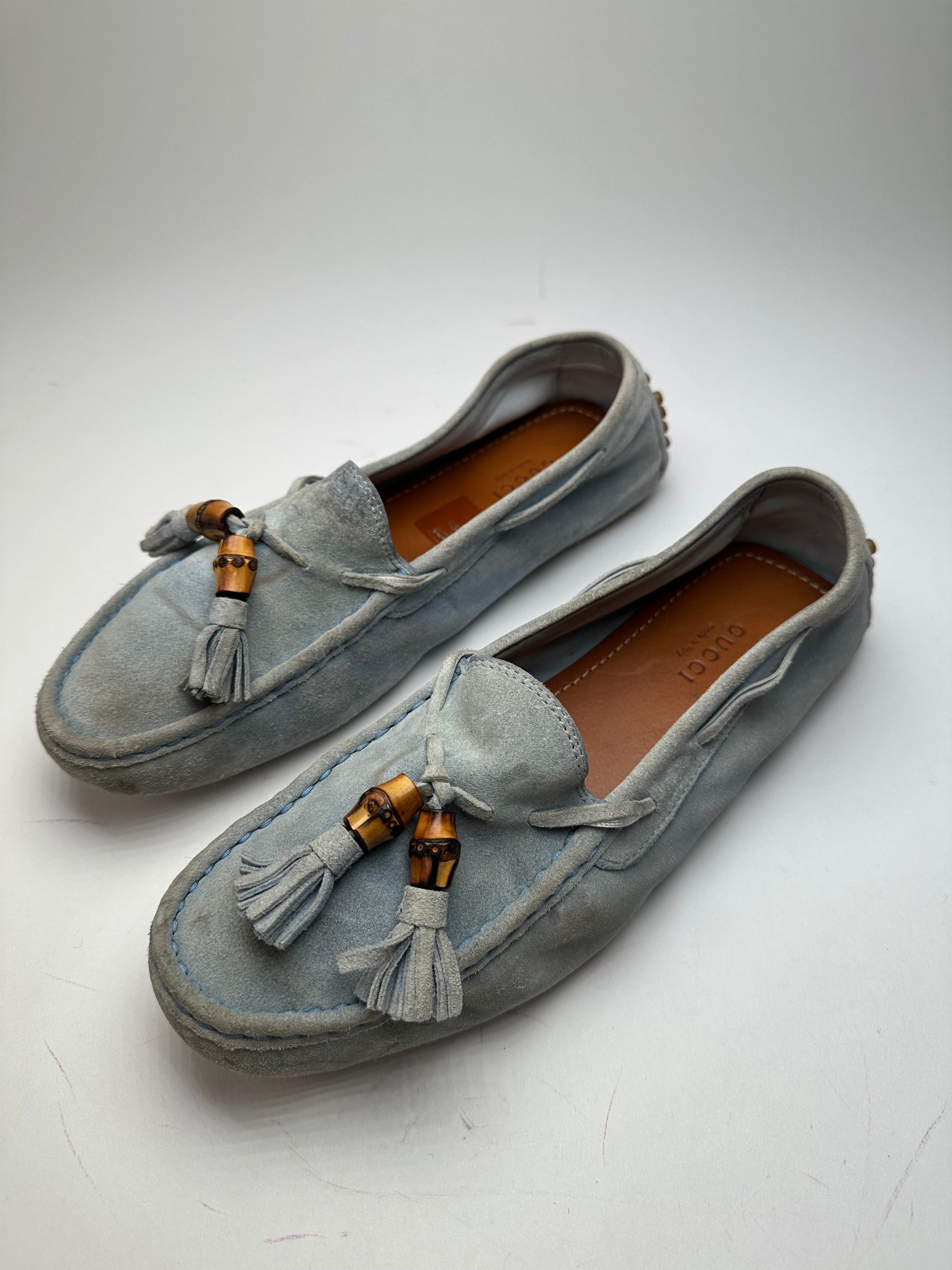 Other Vintage Gucci Bamboo Suede Loafer Light Blue EU37 Size US 6 / IT 36 - 1 Thumbnail