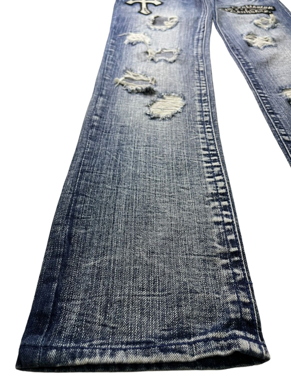 Japanese Brand × Kapital Vintage Japanese Brand Acid Wash Punk Ripped Patched Jeans Size 29" - 6 Thumbnail