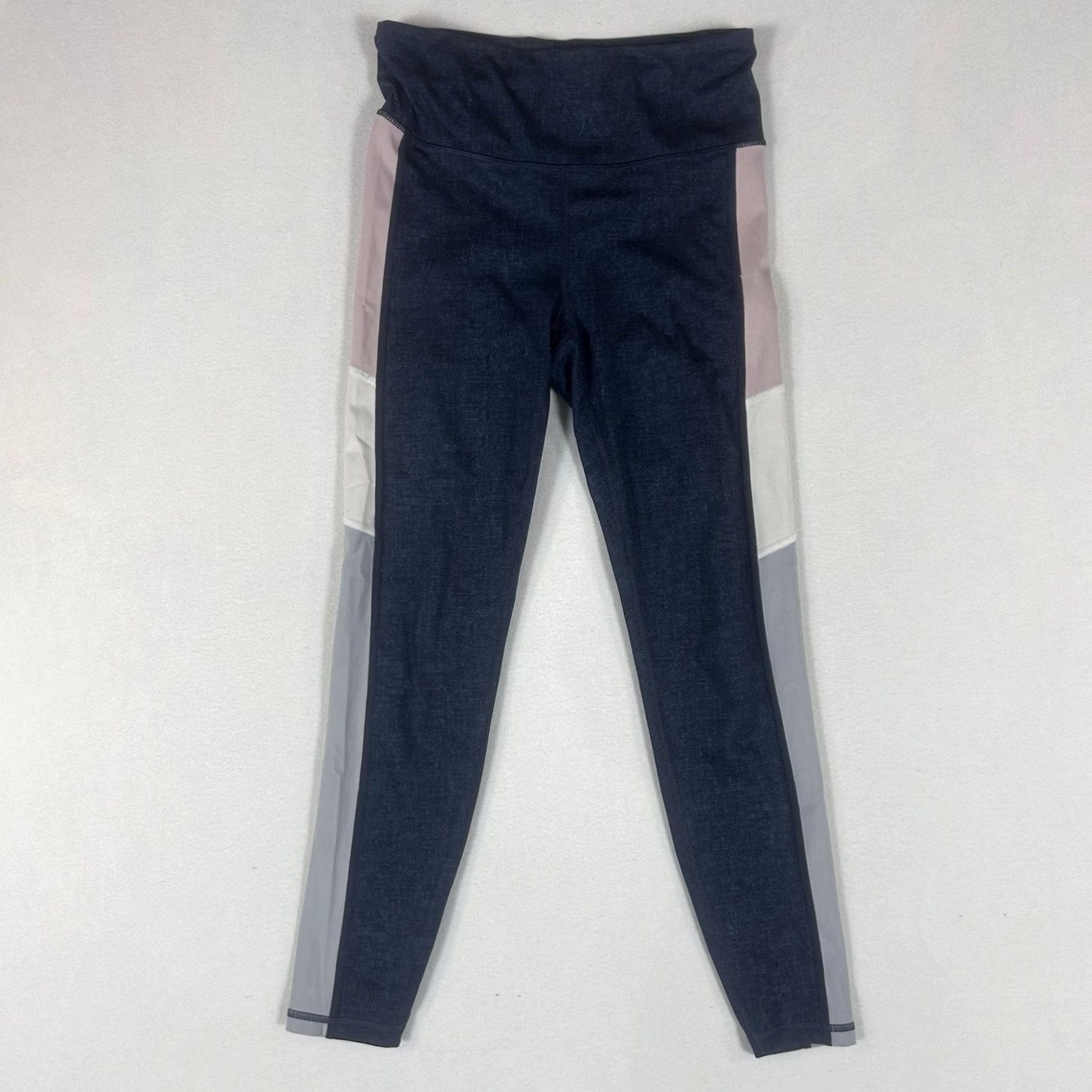Vintage Gapfit Blackout Ankle Leggings Womens Small Blue Side Stripe Gym Run Striped Slim Knit Pull On Athletic Activewear Size 28" / US 6 / IT 42 - 2 Thumbnail
