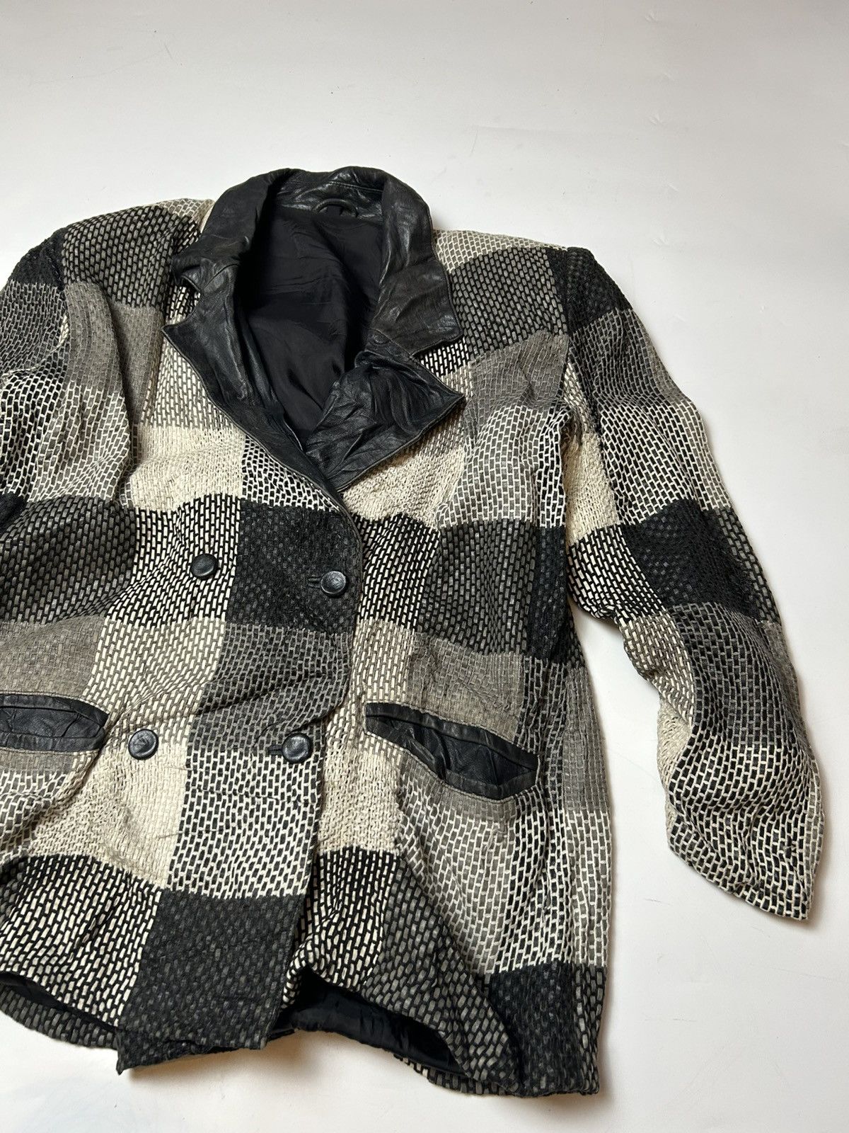 Japanese Brand × Vintage VINTAGE LEATHER KNITTED JACKET Size ONE SIZE - 2 Thumbnail
