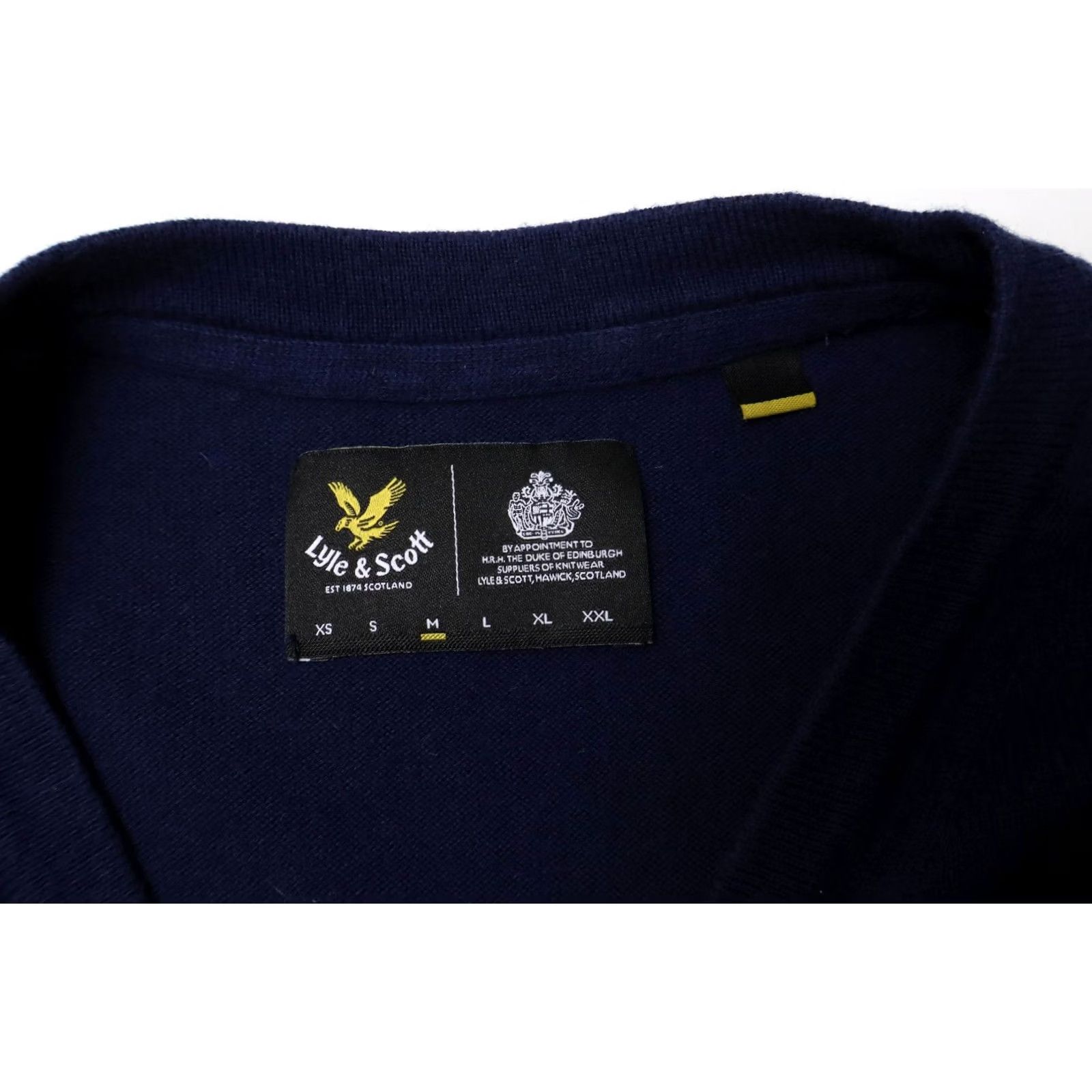 Lyle & Scott LYLE & SCOTT Jumper Men's MEDIUM Navy Blue Logo V-Neck Pullover Merino Blend Size US M / EU 48-50 / 2 - 7 Thumbnail