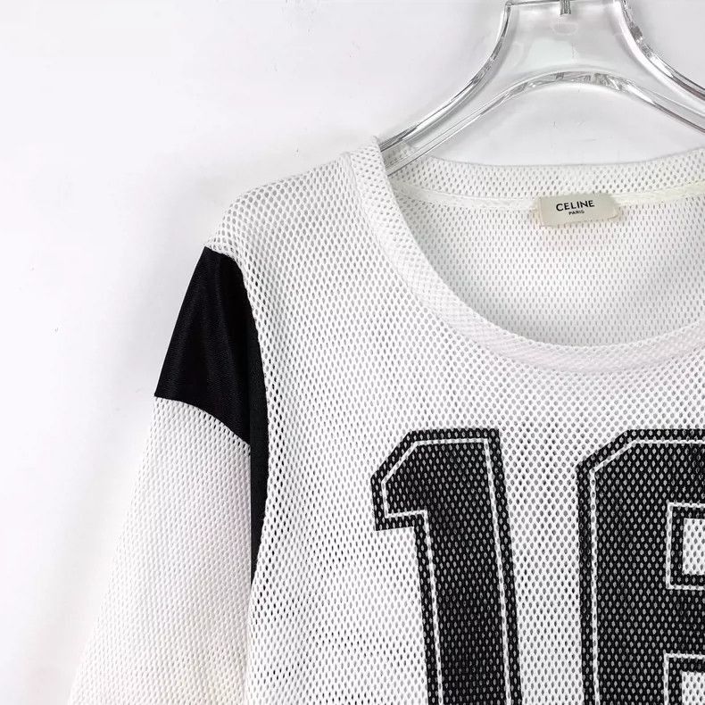 Celine Celine Black Logo Cotton Mesh Crop Tshirt Size M / US 6-8 / IT 42-44 - 3 Thumbnail