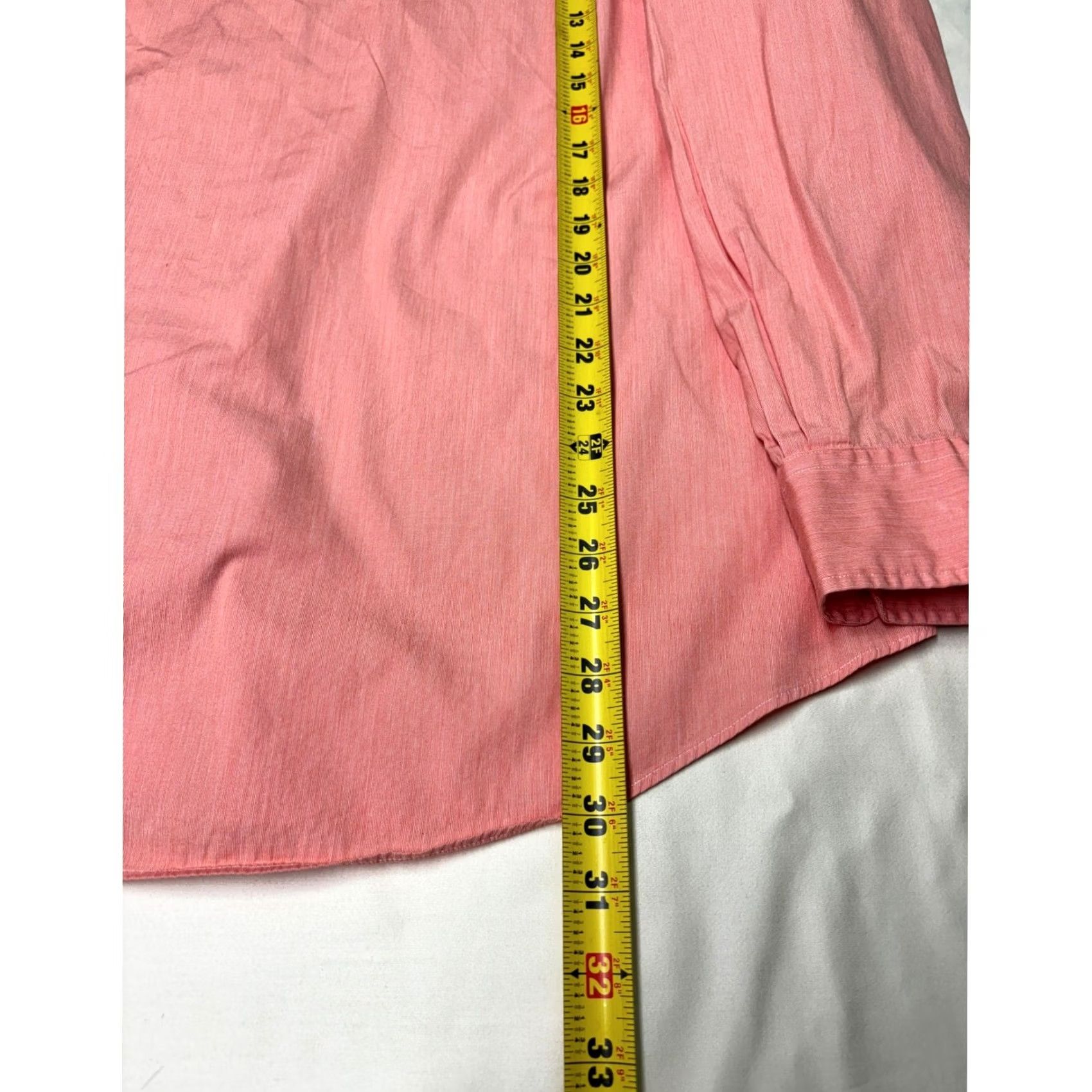 Polo Ralph Lauren Polo Ralph Lauren Dress Shirt Mens 17/35 Salmon Pink Long Sleeve Button-Down 100% Cotton Size 42R - 7 Thumbnail