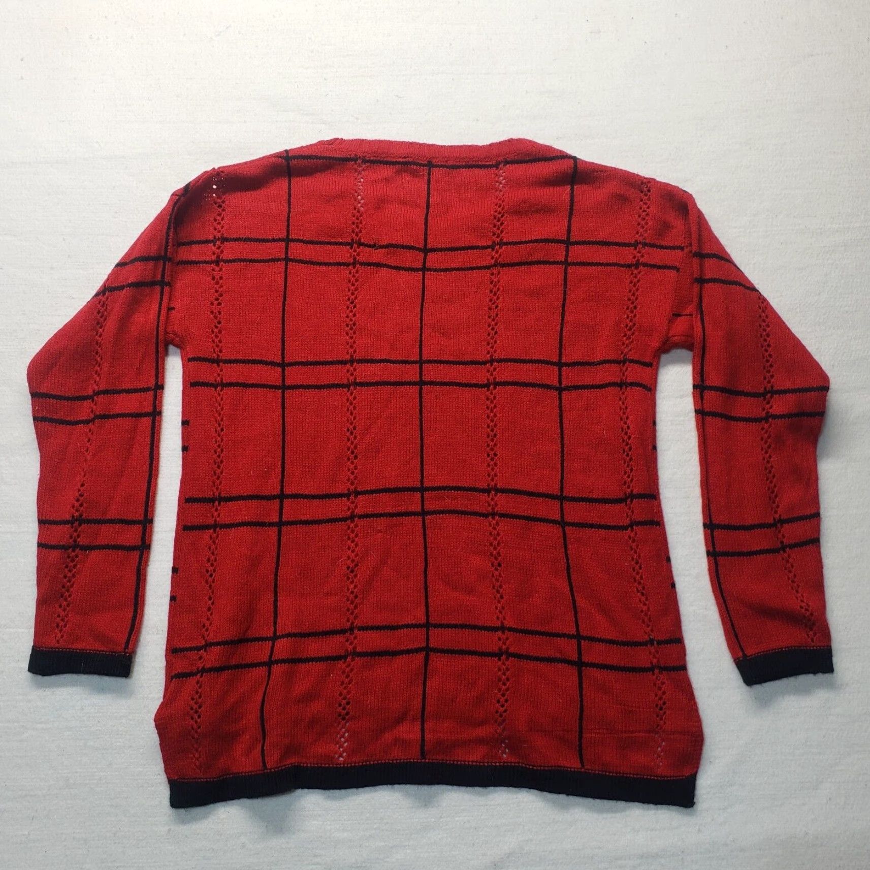 Vintage Hannah Red Knit Sweater Pullover Long Sleeve Women L Adult Bell Sleeve Round Neck Casual Knit Style Pullover Winter Fall Size L / US 10 / IT 46 - 7 Thumbnail