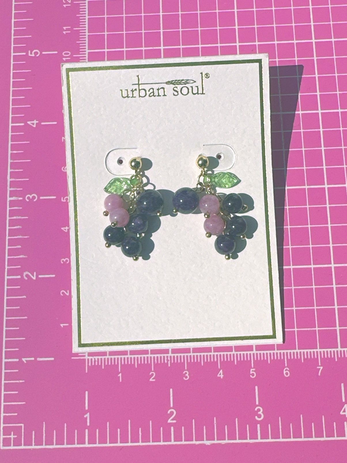 Designer Urban soul earrings purple pink grapefruit drop beads Size ONE SIZE - 4 Thumbnail