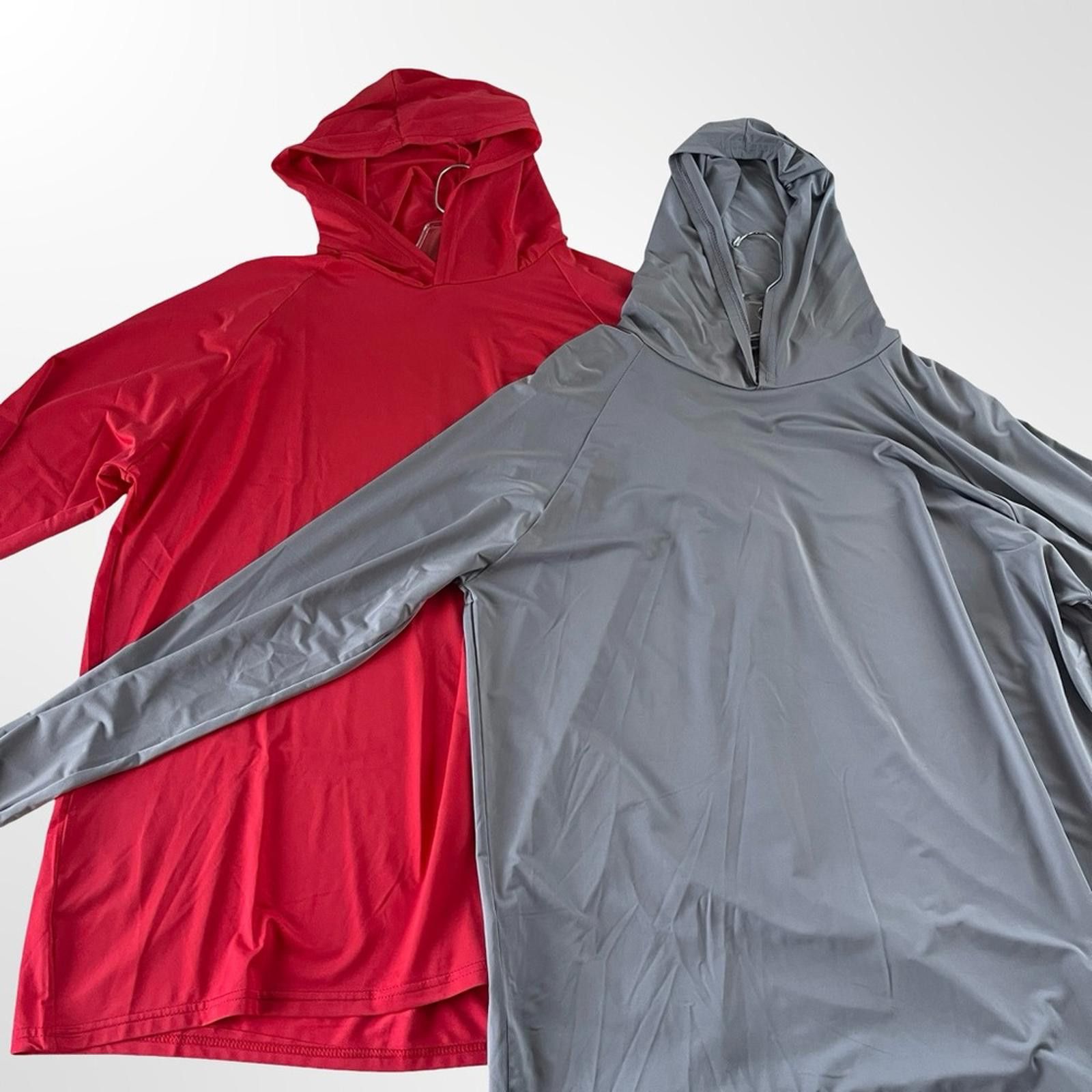 Other Two Red and Gray Hooded Long Sleeve Training Shirts Size M Size ONE SIZE - 1 Thumbnail