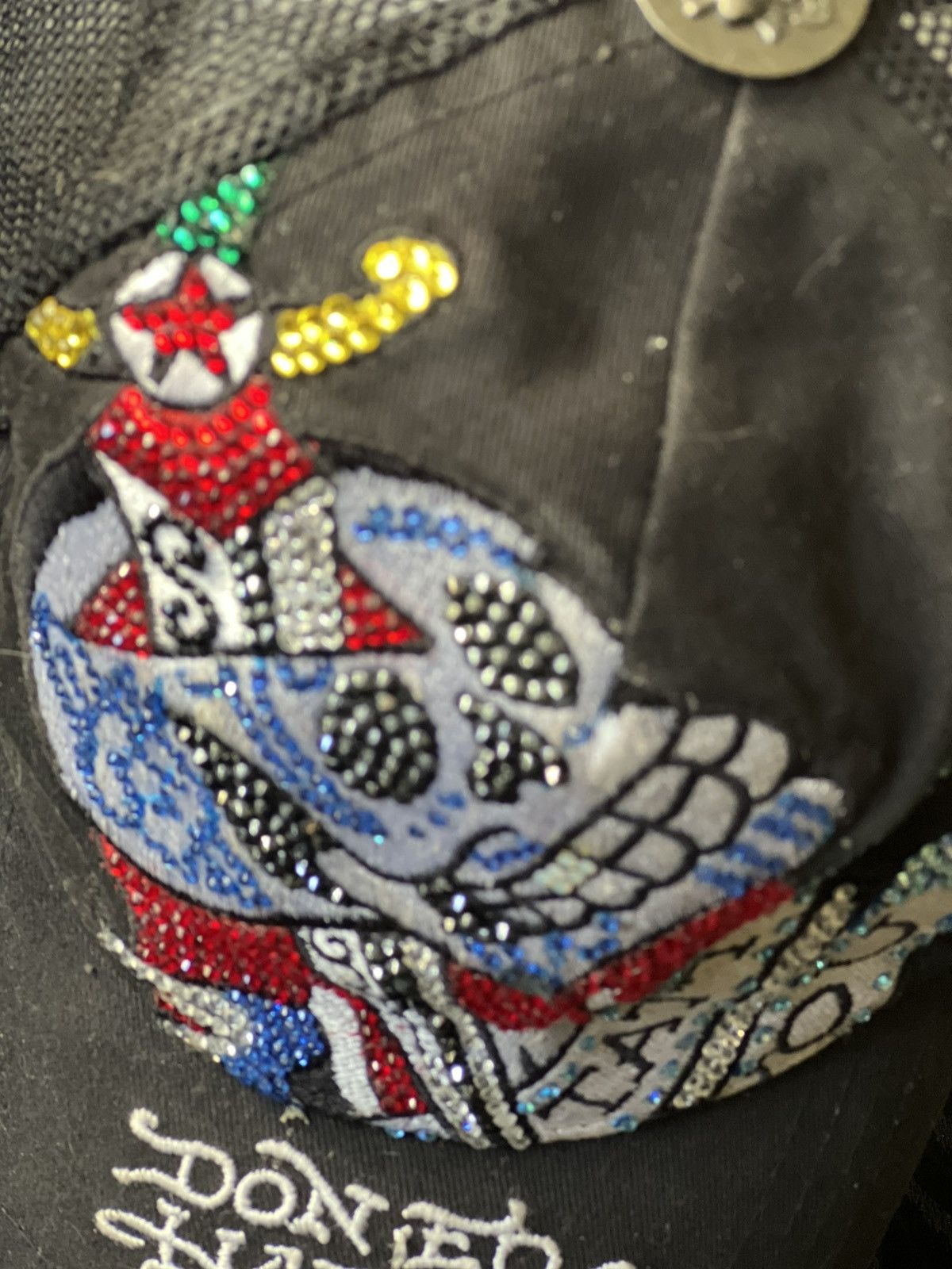 Ed Hardy “Point Taken” Ed Hardy Hat – 1,200 Swarovski – Y2K Designer Size ONE SIZE - 2 Thumbnail